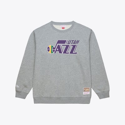 Utah Jazz Mitchell & Ness Walk-Off Fleece Sweatshirt - Heather Gray