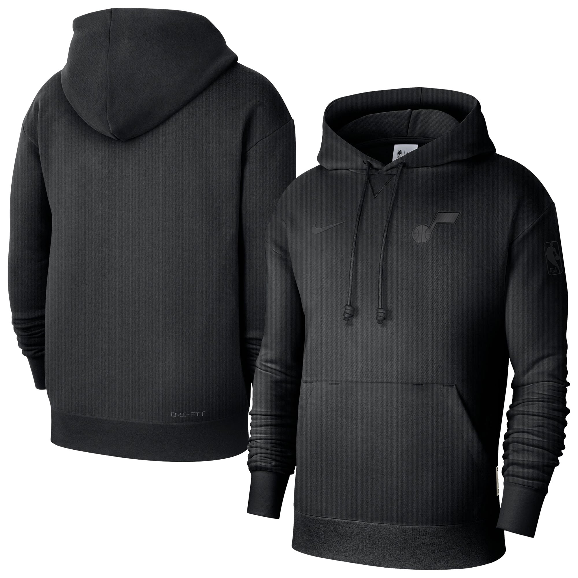 Sweat à capuche Nike Authentic Travel Standard Issue Dri-Fit noir pour homme, Utah Jazz.