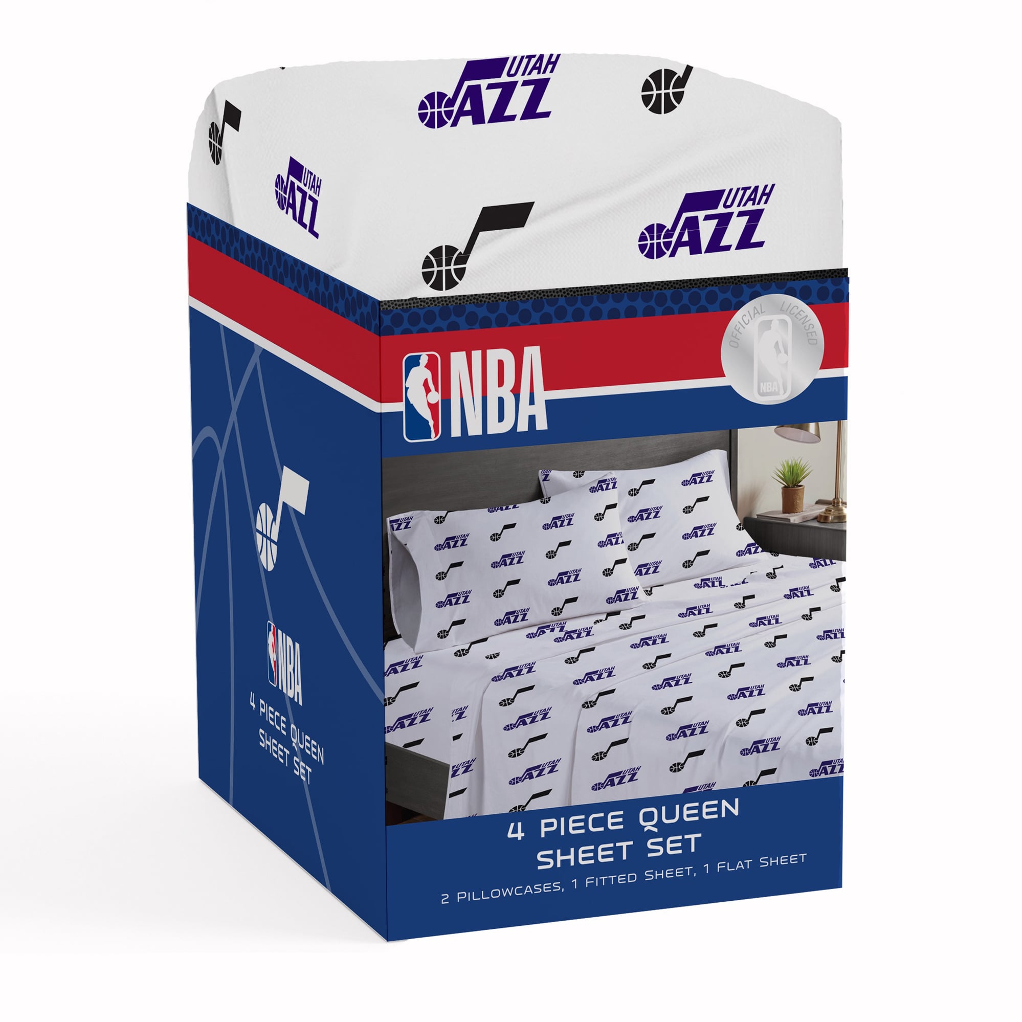 Pegasus Utah Jazz Four-Piece Queen Sheet Set