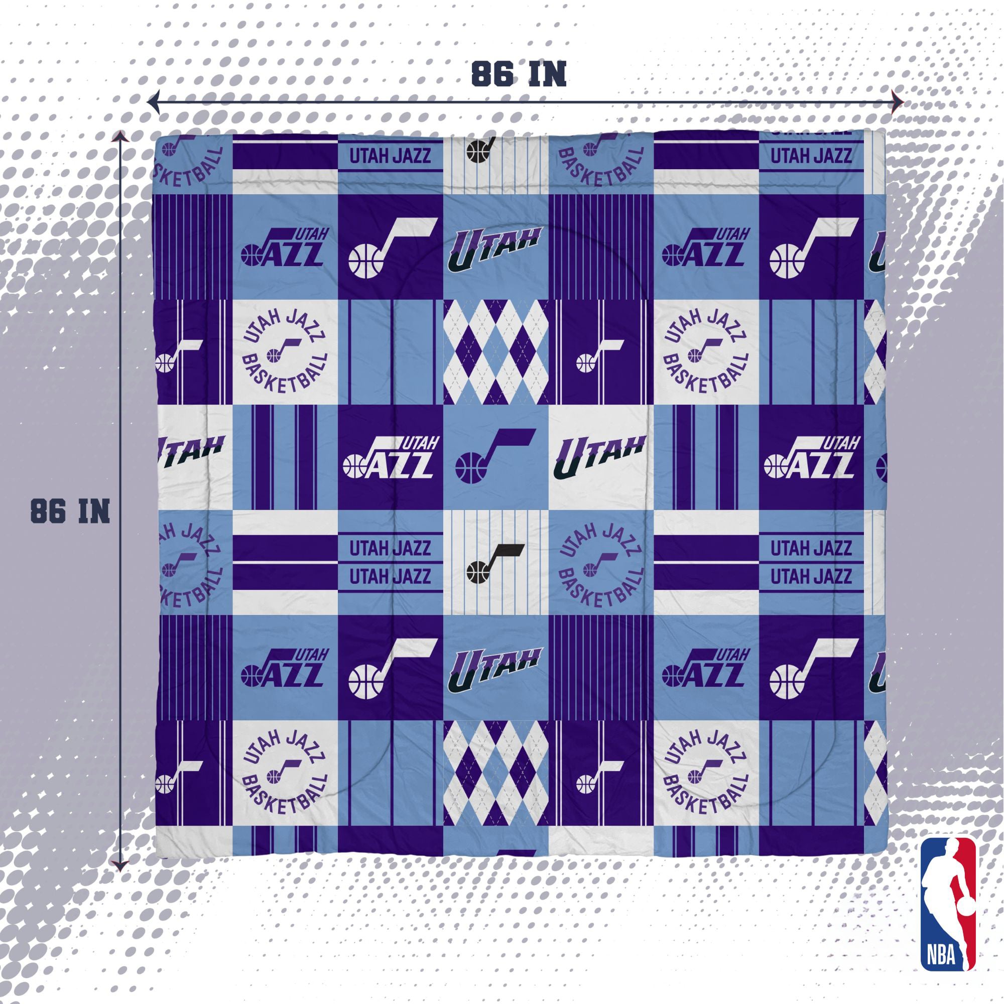 Pegasus Utah Jazz Patchwork Plaid Three-Piece Full/Queen Bed in a Bag Set
