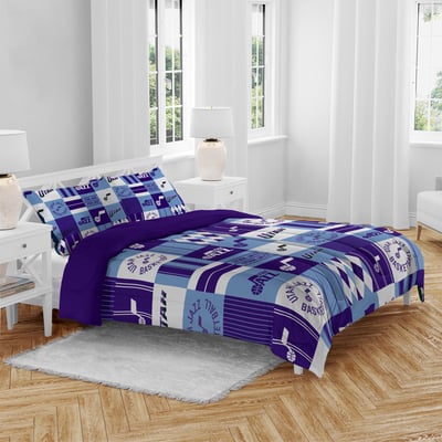 Utah Jazz Pegasus Patchwork Plaid Three-Piece Full/Queen Bed in a Bag Set