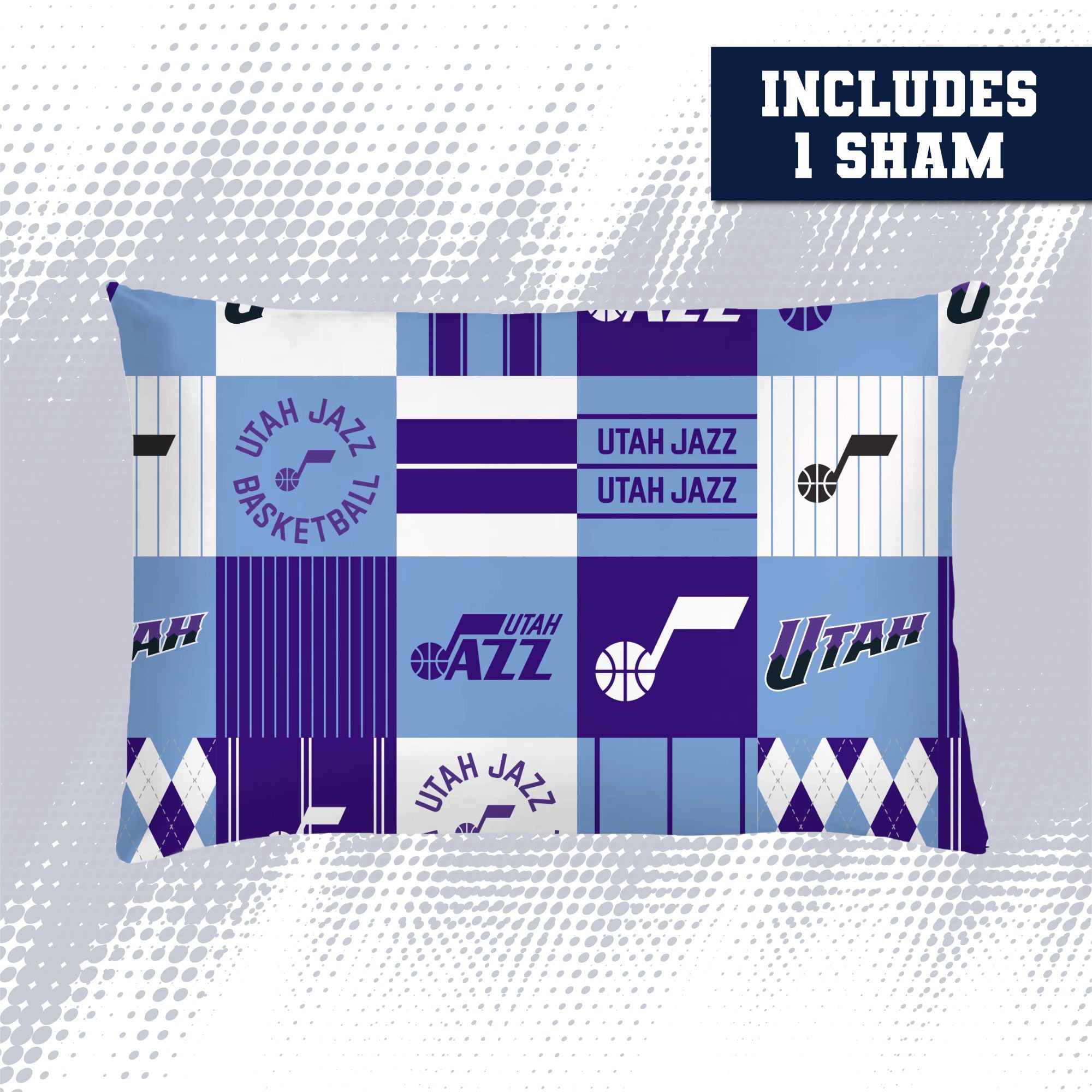 Ensemble de literie deux pièces Pegasus Utah Jazz Patchwork Plaid pour lit simple/simple XL