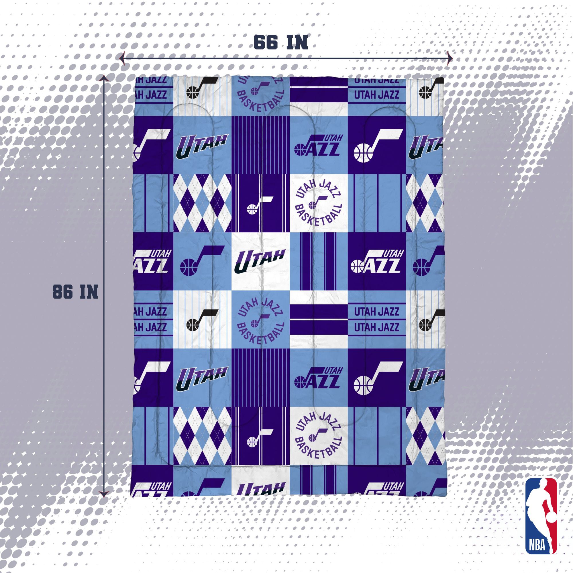 Ensemble de literie deux pièces Pegasus Utah Jazz Patchwork Plaid pour lit simple/simple XL
