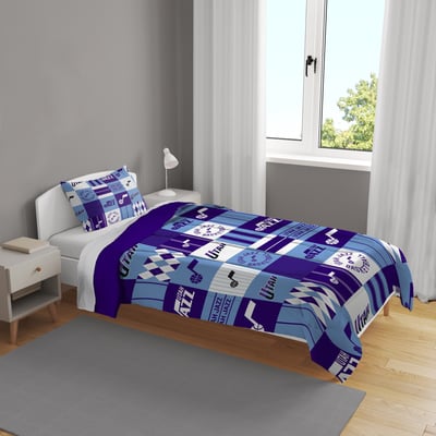 Utah Jazz Pegasus Patchwork Plaid Two-Piece Twin/Twin XL Bed in a Bag Set