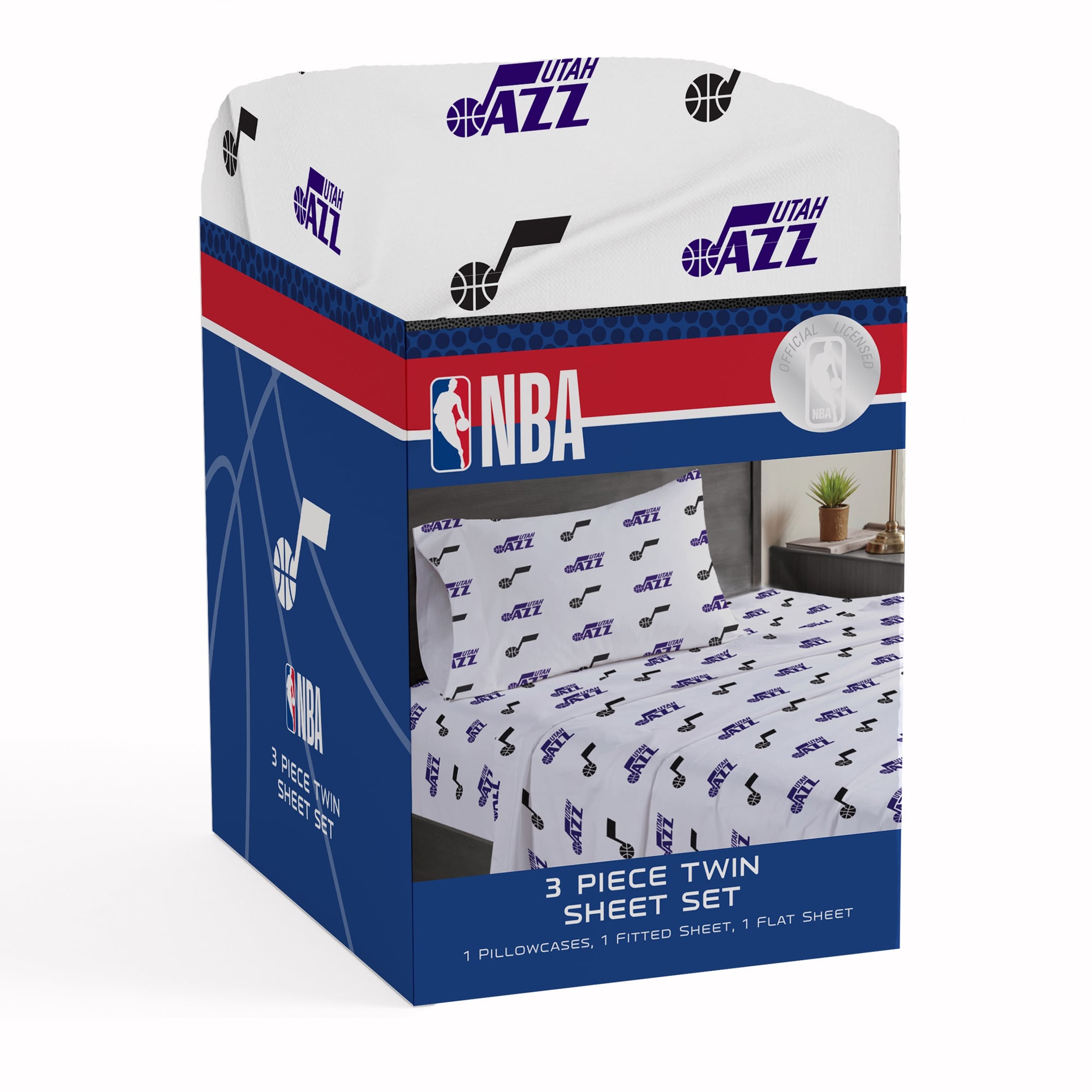 Pegasus Utah Jazz Three-Piece Twin Sheet Set