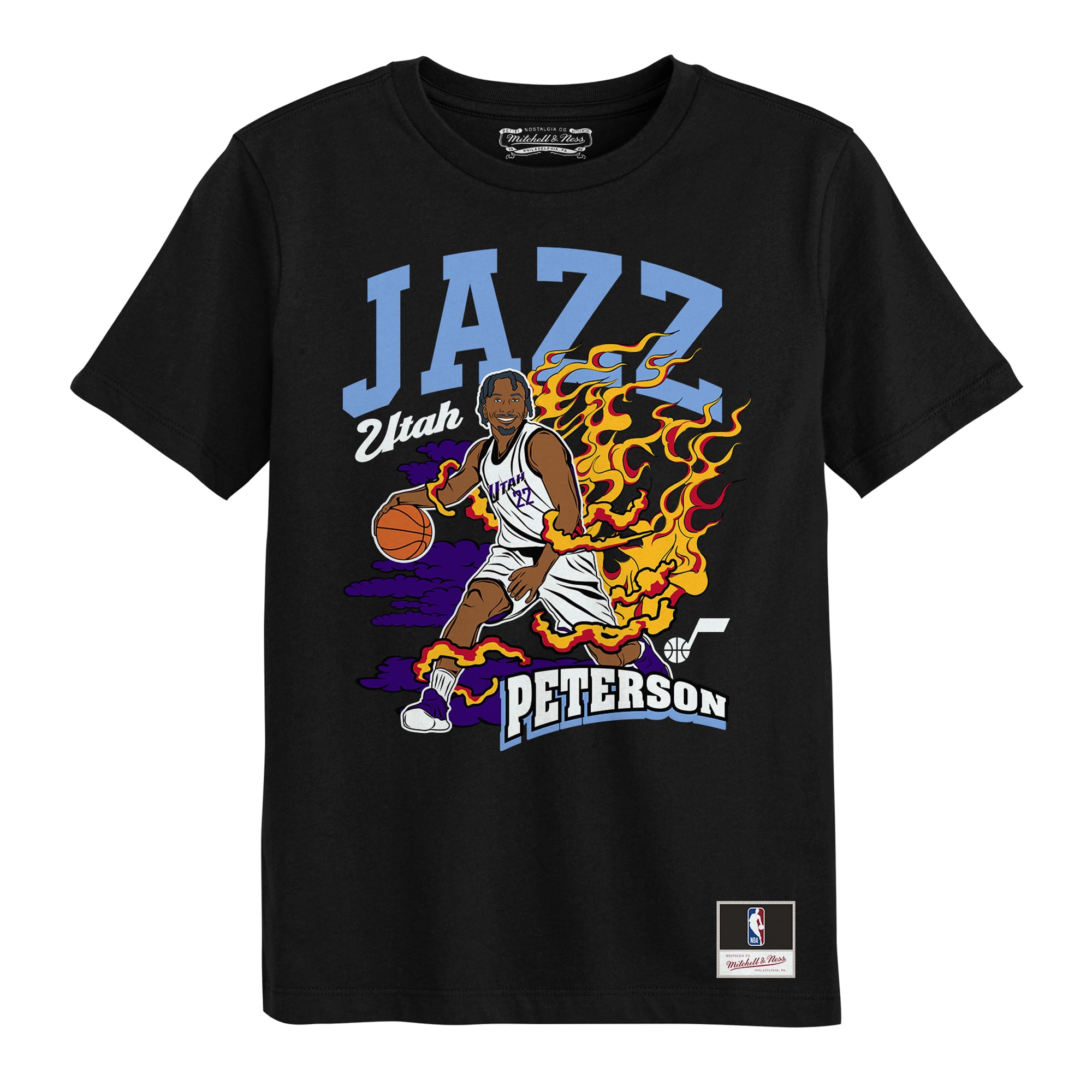 T-shirt Mitchell & Ness Darryn Peterson noir Utah Jazz Fired Up pour enfants d'âge préscolaire
