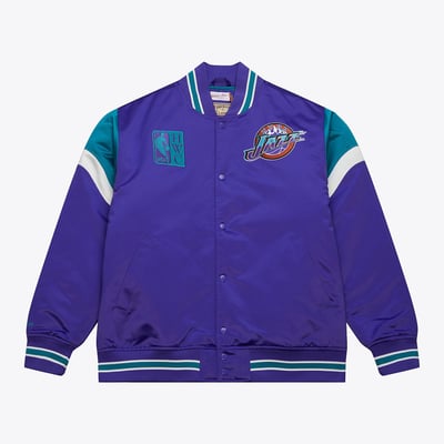 Utah Jazz Mitchell & Ness Heavyweight Satin Jacket - Purple - Mens