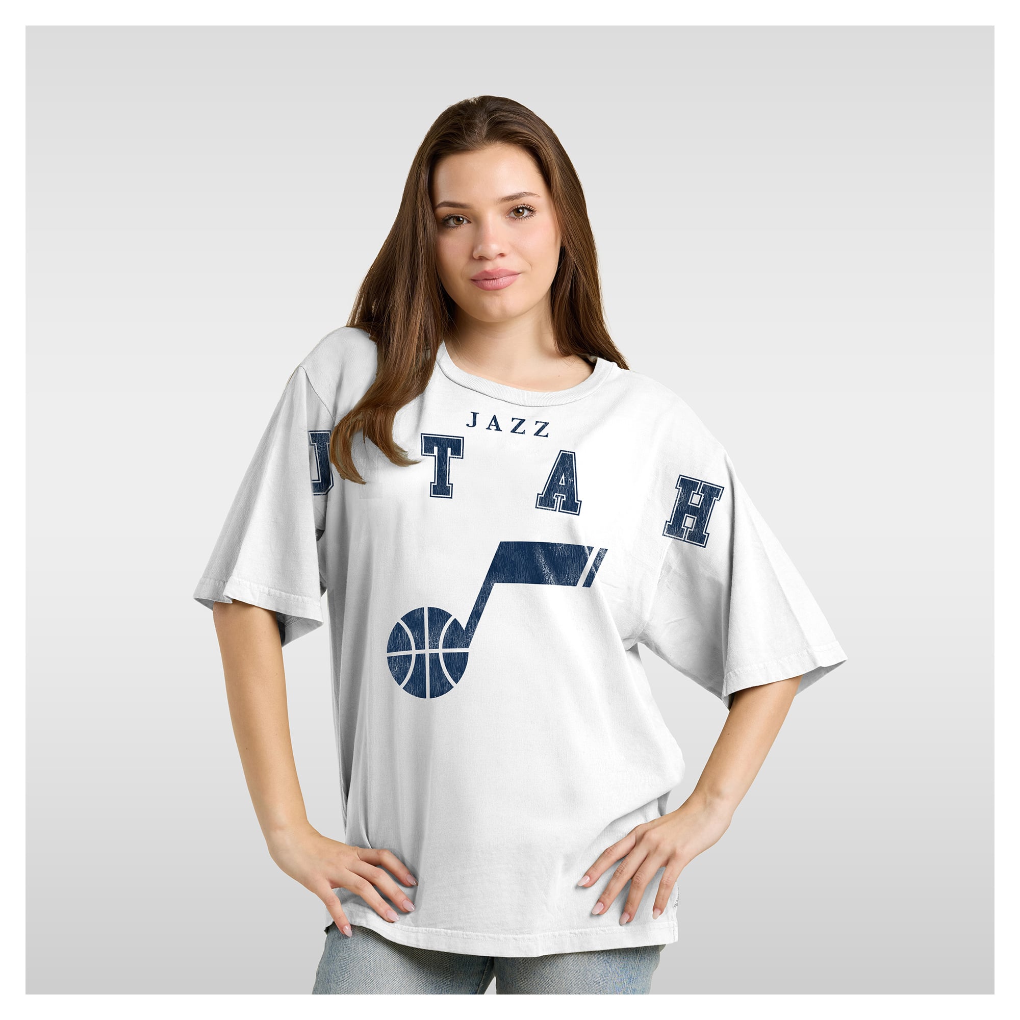 Women's Fanatics  White Utah Jazz Spirit Relaxed Jersey T-Shirt