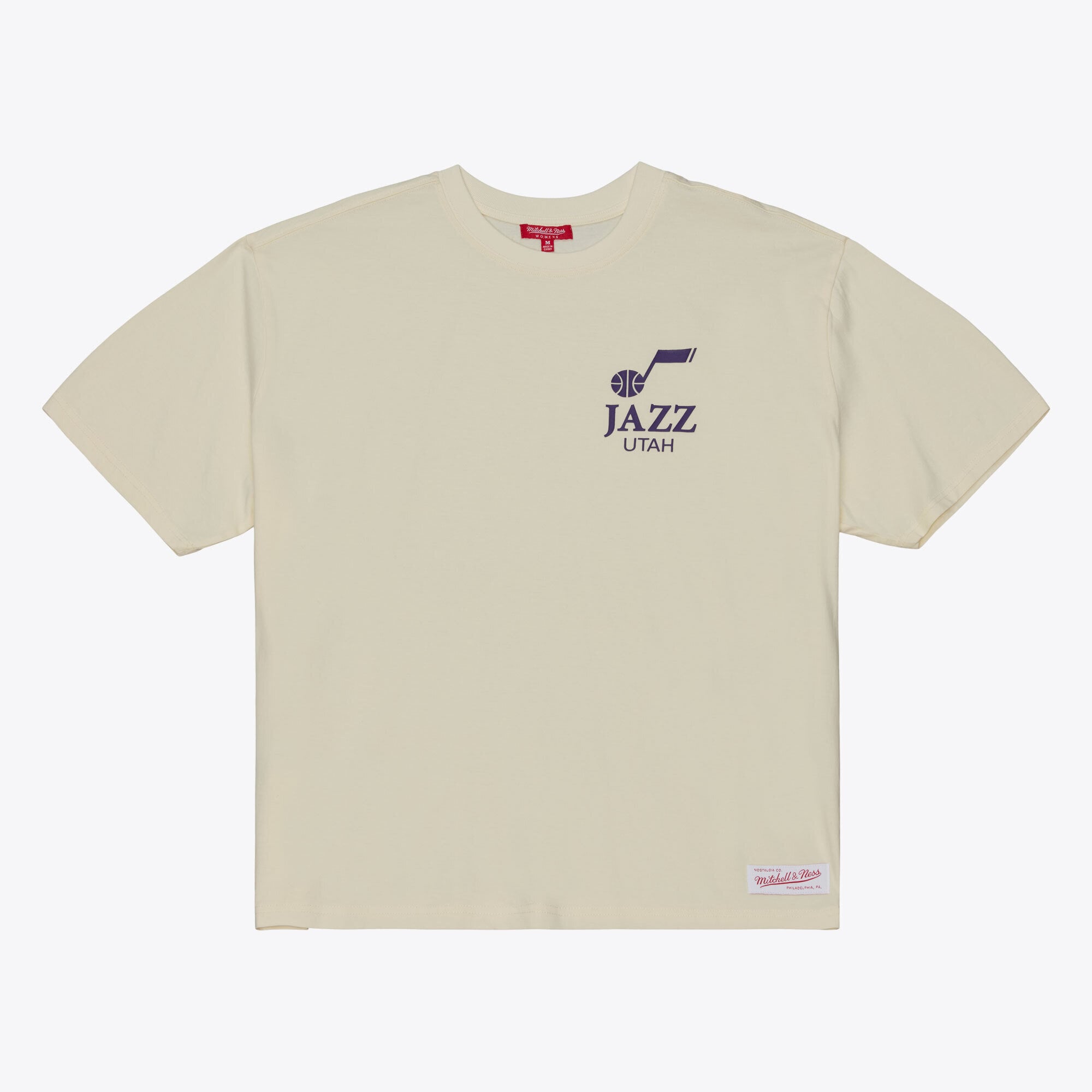 Women's Mitchell & Ness  Cream Utah Jazz Core Essential T-Shirt