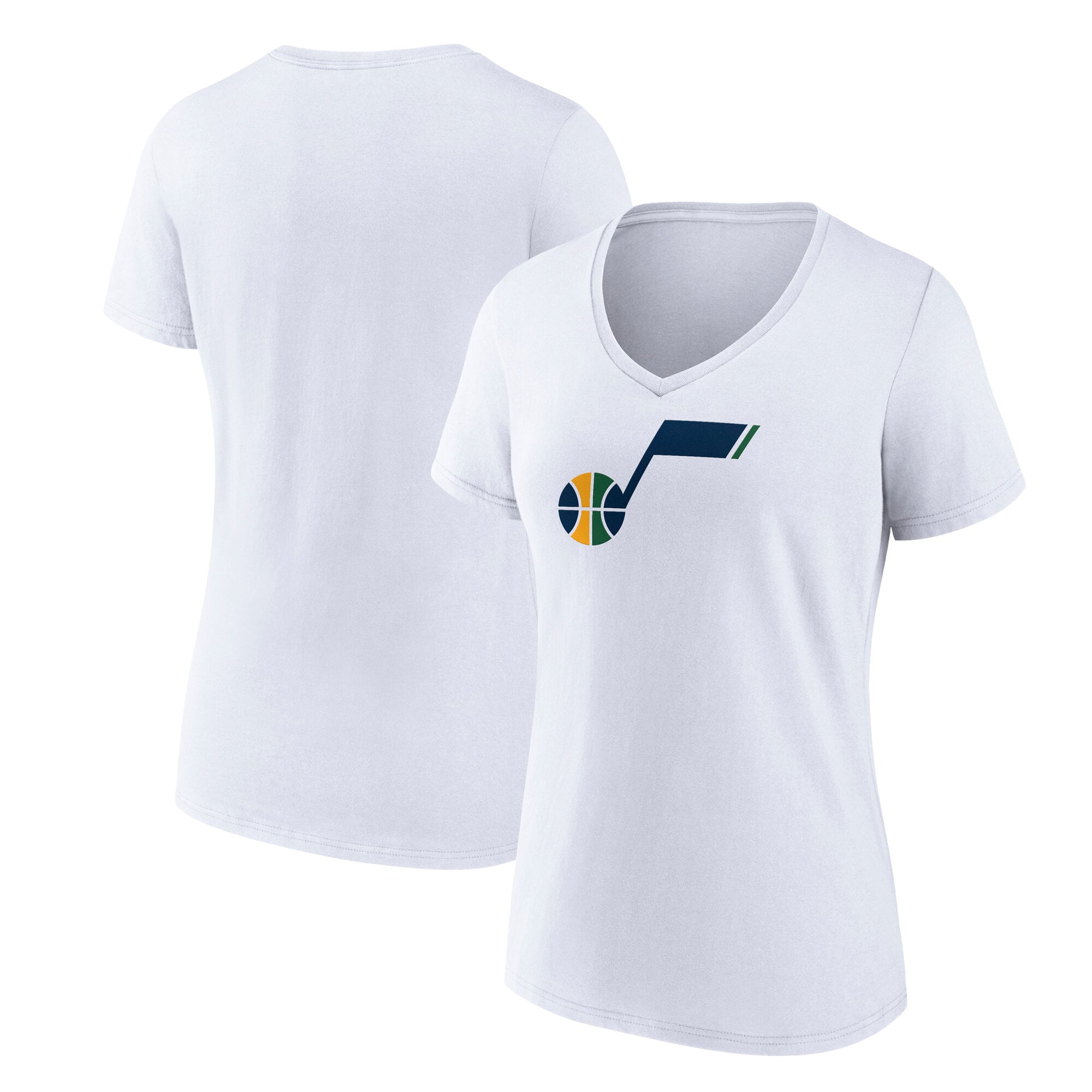 T-shirt noir à col en V avec logo principal du Utah Jazz pour femmes