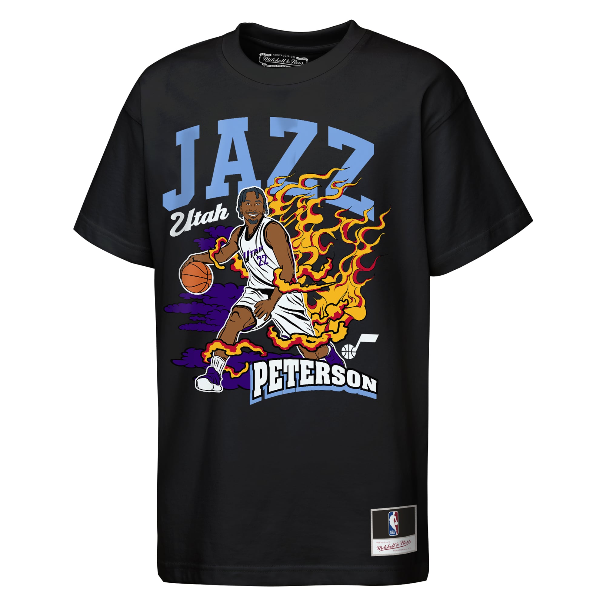 T-shirt Mitchell & Ness pour jeunes, Darryn Peterson, noir, Utah Jazz, Fired Up