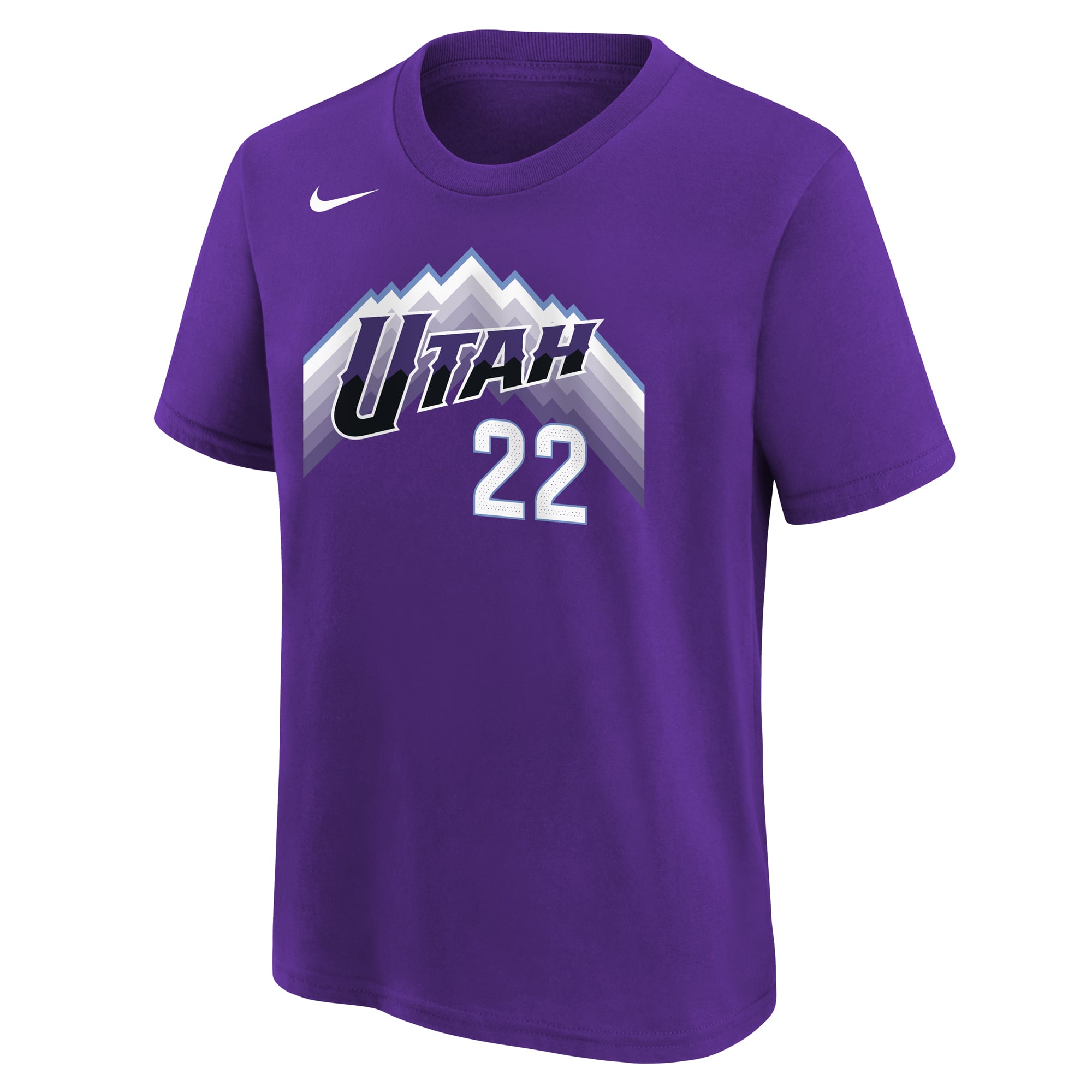 T-shirt Nike pour enfant Darryn Peterson violet, icône du Utah Jazz, avec nom et numéro