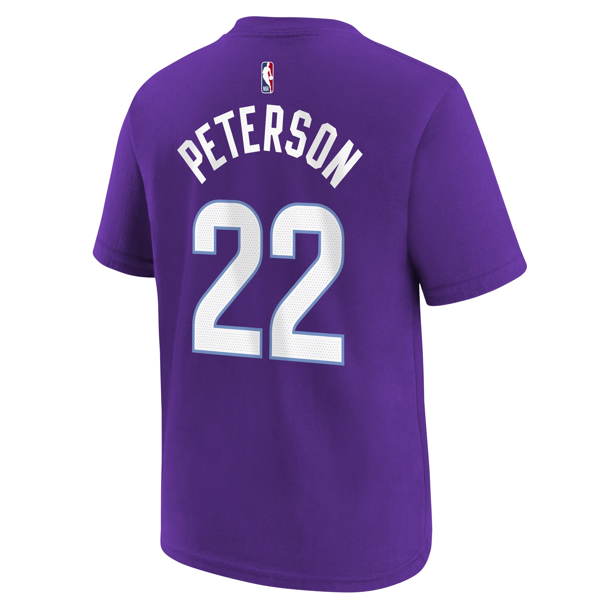 T-shirt Nike pour enfant Darryn Peterson violet, icône du Utah Jazz, avec nom et numéro