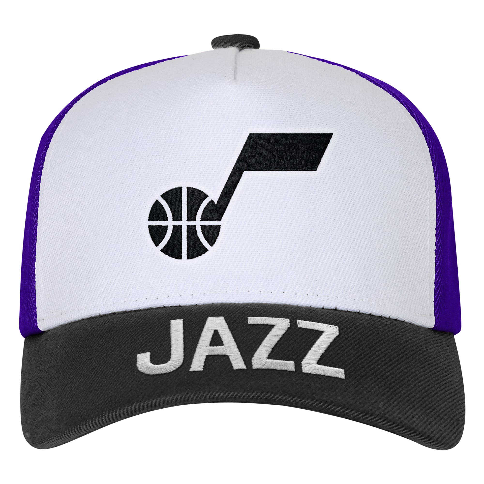 Casquette ajustable pré-courbée avec logo Utah Jazz blanc/noir Outerstuff pour jeunes