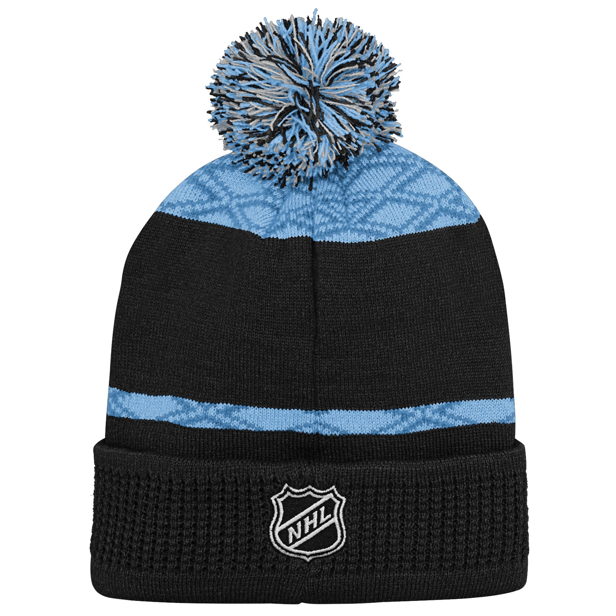 Bonnet tricoté à revers Utah Mammoth Black Puck avec pompon