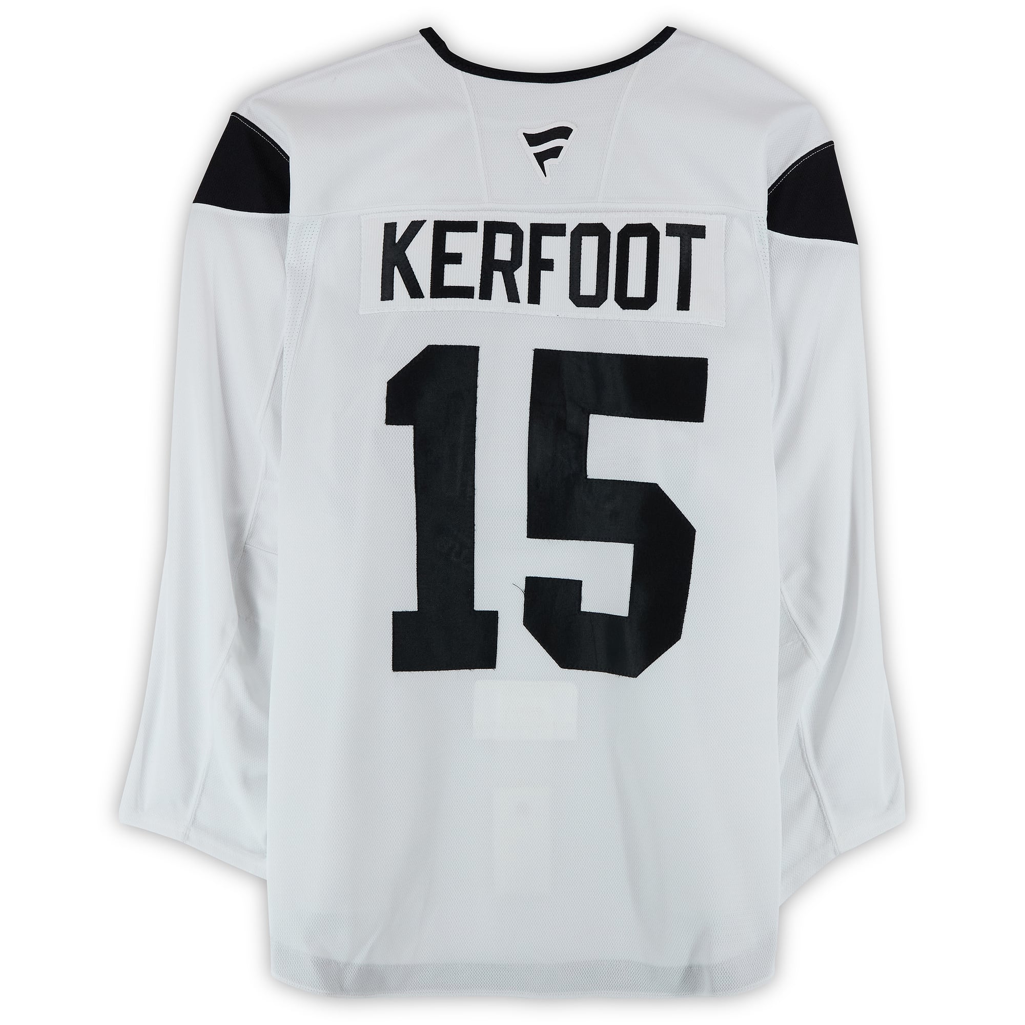Maillot authentique blanc porté à l'entraînement par Alexander Kerfoot, numéro 15, du Utah Hockey Club, saison 2024-2025 de la LNH.