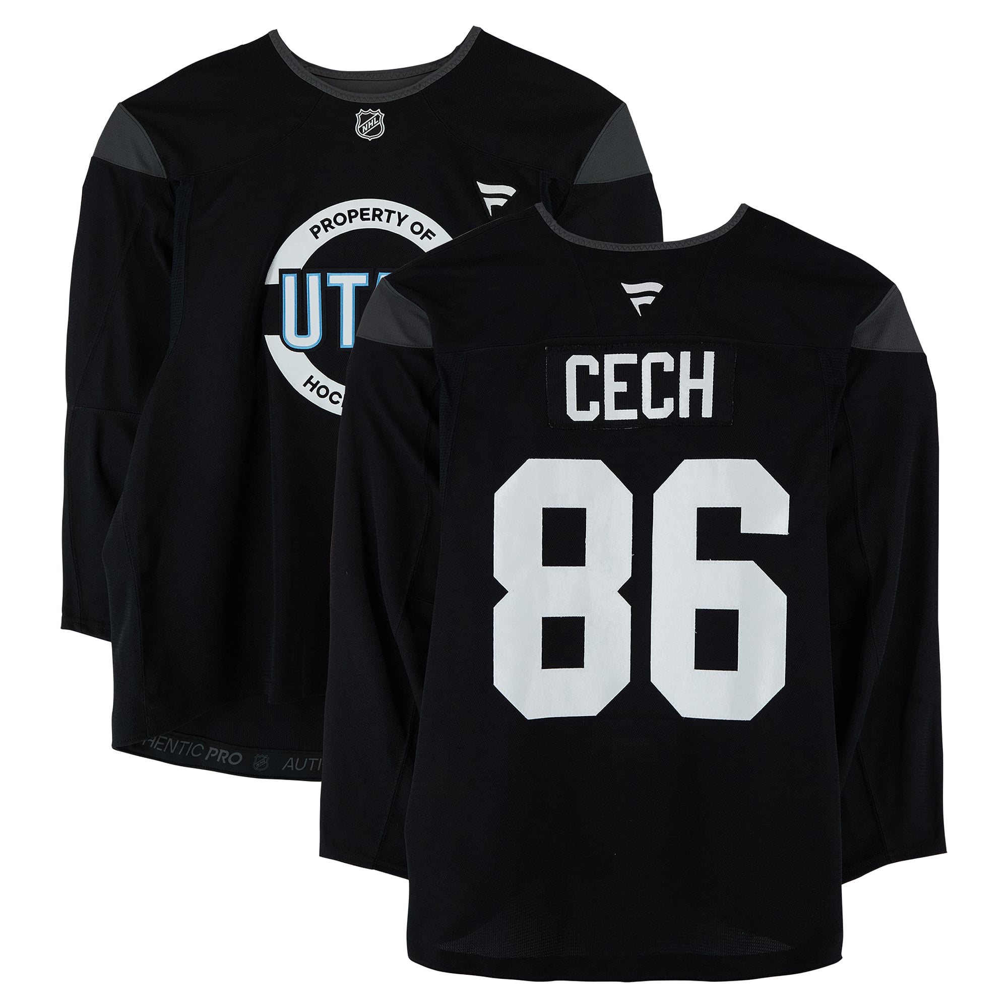 Aleš Čech Utah Mammoth Practice-Used #86 Maillot noir de la saison 2024-25 de la LNH