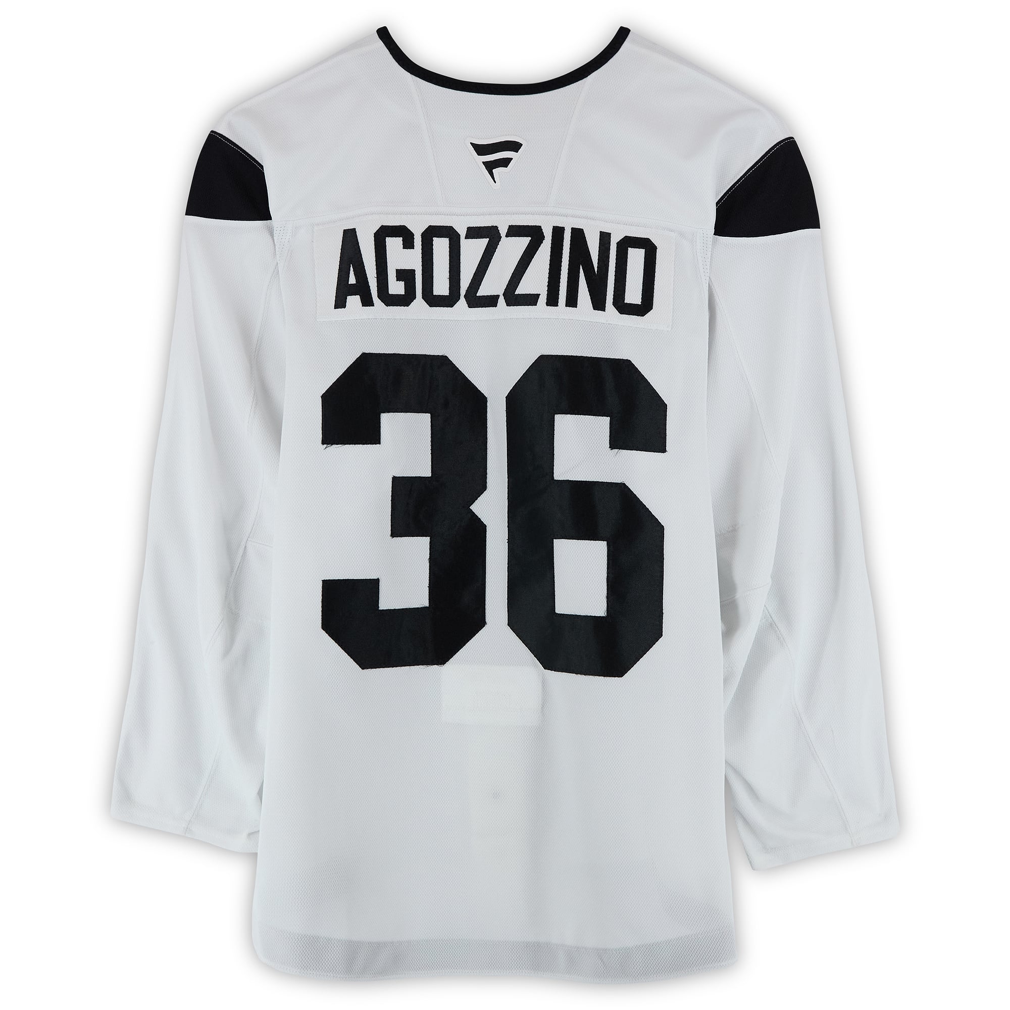 Maillot authentique blanc porté à l'entraînement par Andrew Agozzino, numéro 36, du Utah Hockey Club, saison 2024-2025 de la LNH