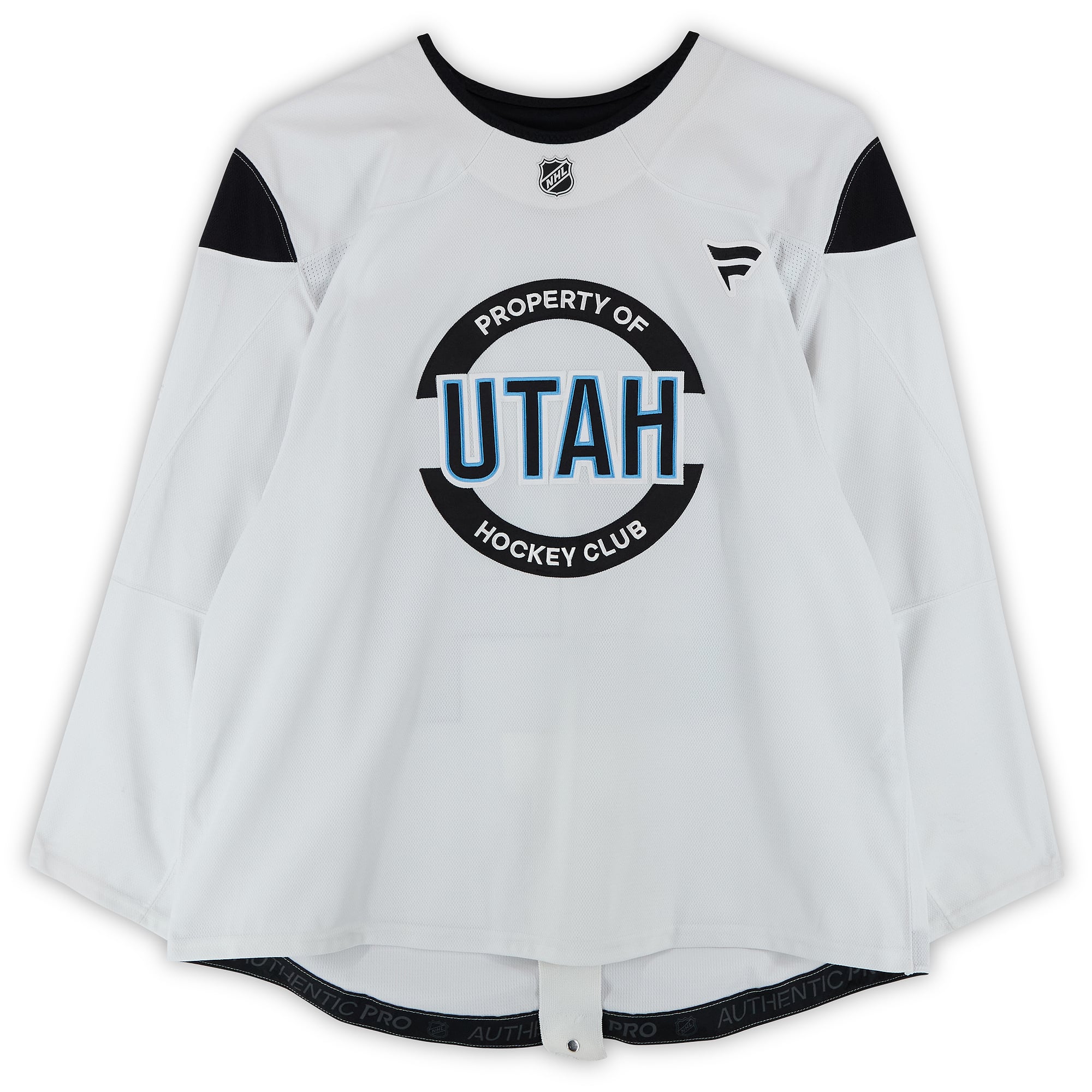 Maillot authentique blanc porté à l'entraînement par Andrew Agozzino, numéro 36, du Utah Hockey Club, saison 2024-2025 de la LNH