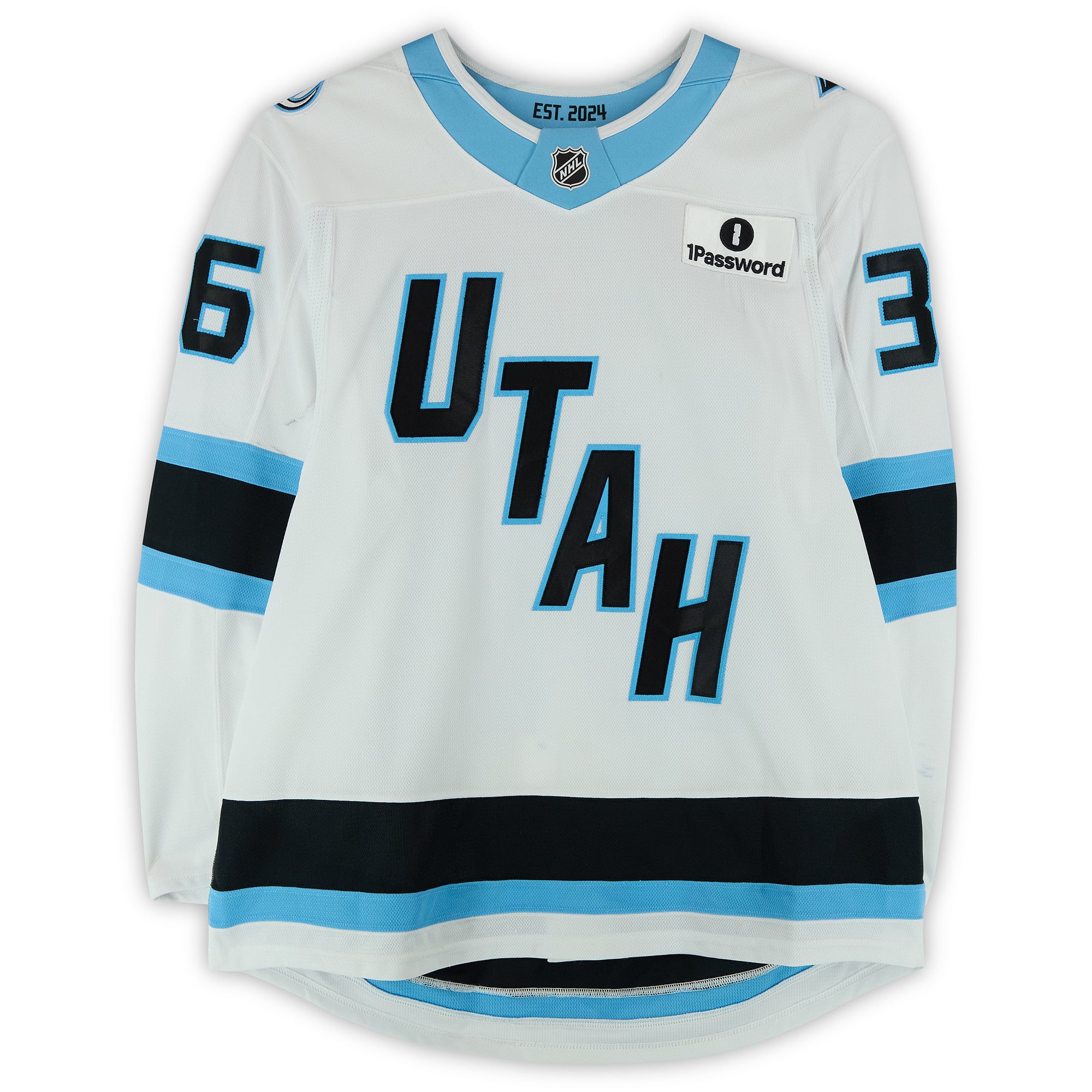 Andrew Agozzino Utah Mammoth Game-Used #36 White Set 1 Jersey from the 2025-26 NHL Season