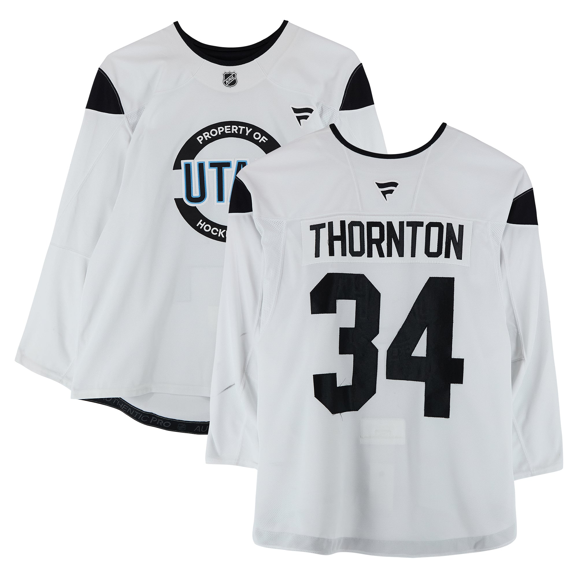 Anson Thornton Utah Hockey Club Practice-Used #34 White Jersey from the 2024-25 NHL Season