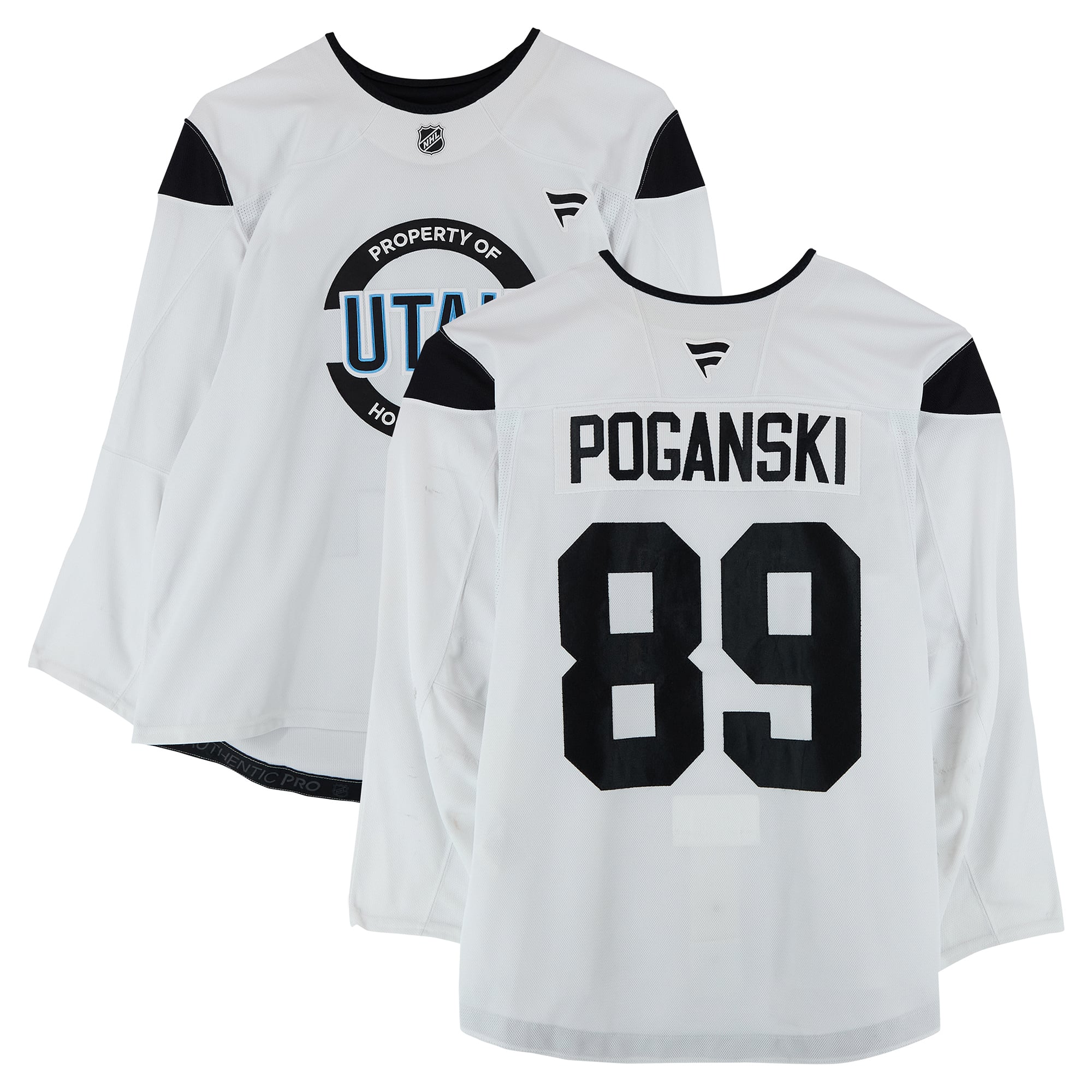 Austin Poganski Utah Mammoth Practice-Used #89 White Jersey from the 2024-25 NHL Season