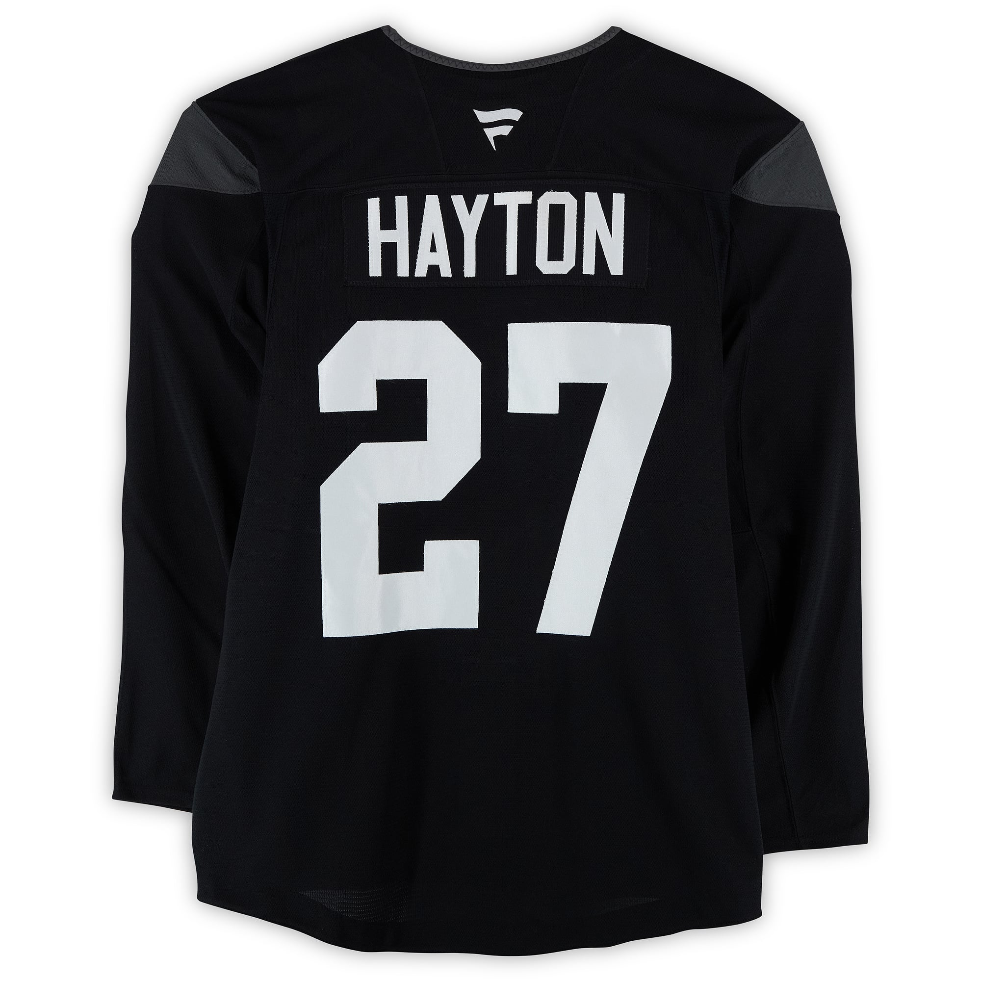 Maillot noir n° 27 de Barrett Hayton, porté à l'entraînement par les Mammoths de l'Utah lors de la saison 2024-2025 de la LNH.