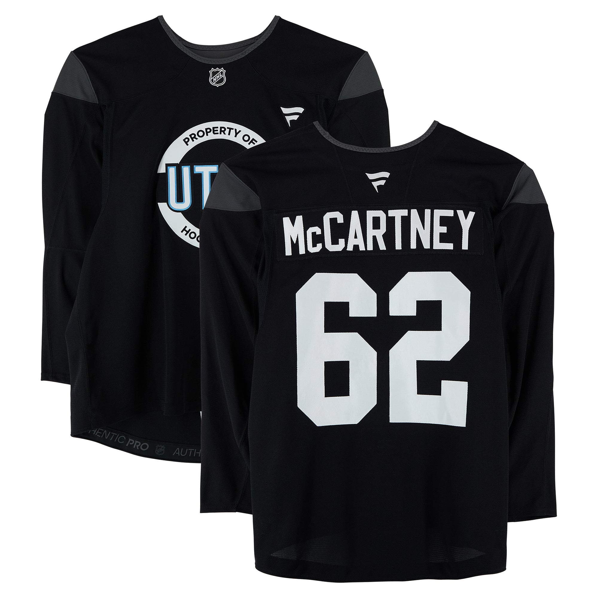 Ben McCartney Utah Mammoth Practice-Used #62 Black Jersey from the 2024-25 NHL Season