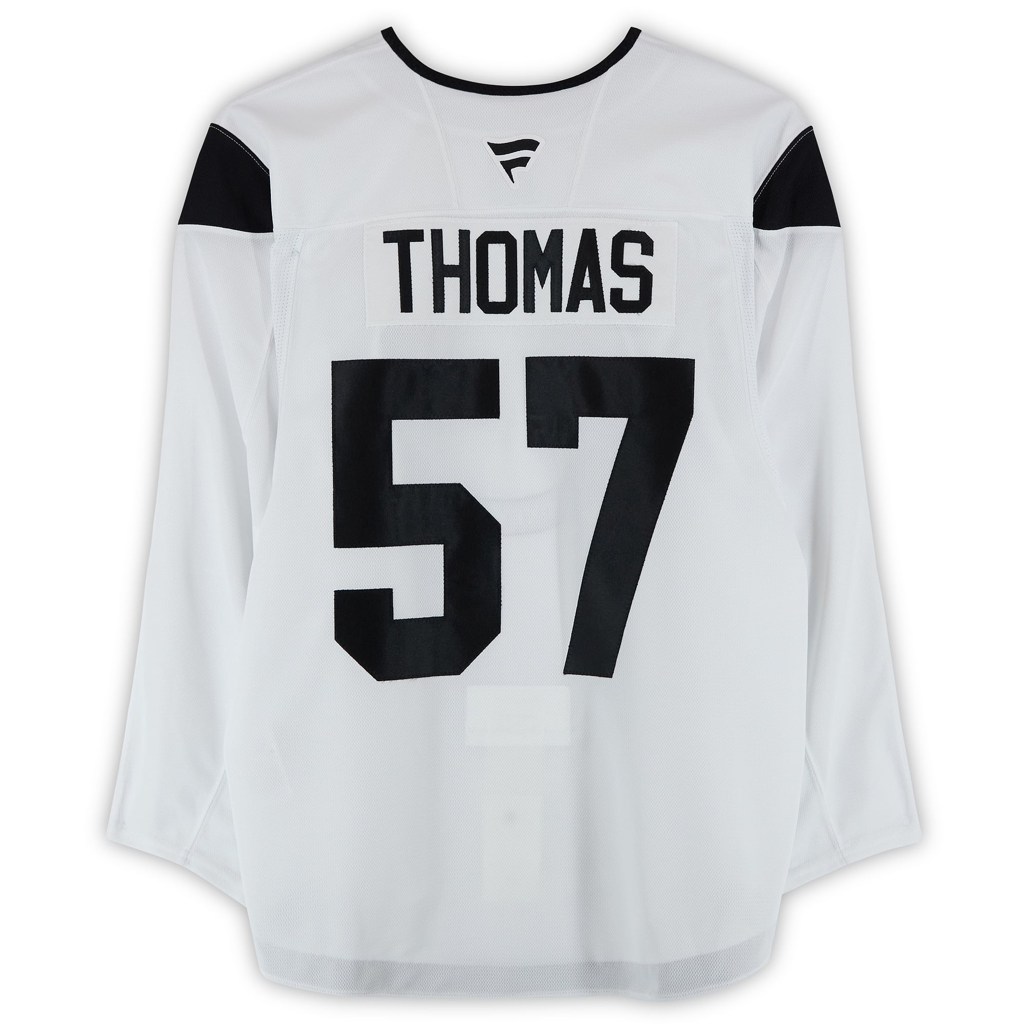 Maillot blanc n° 57 porté à l'entraînement par Cal Thomas, du Utah Hockey Club, lors de la saison 2024-2025 de la LNH.