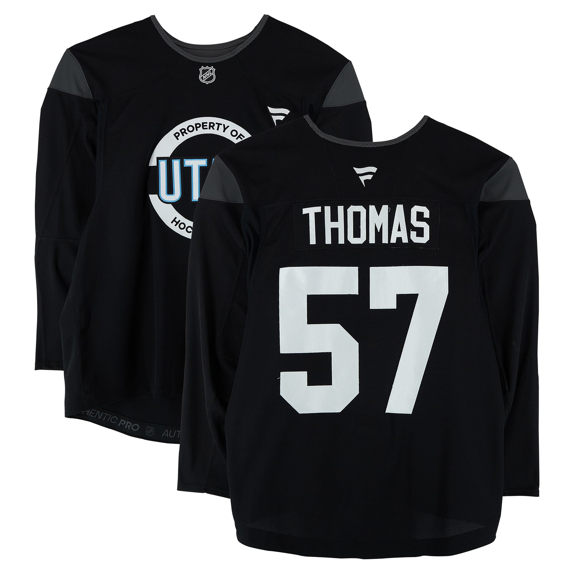 Cal Thomas Utah Mammoth Practice-Used #57 Black Jersey from the 2024-25 NHL Season