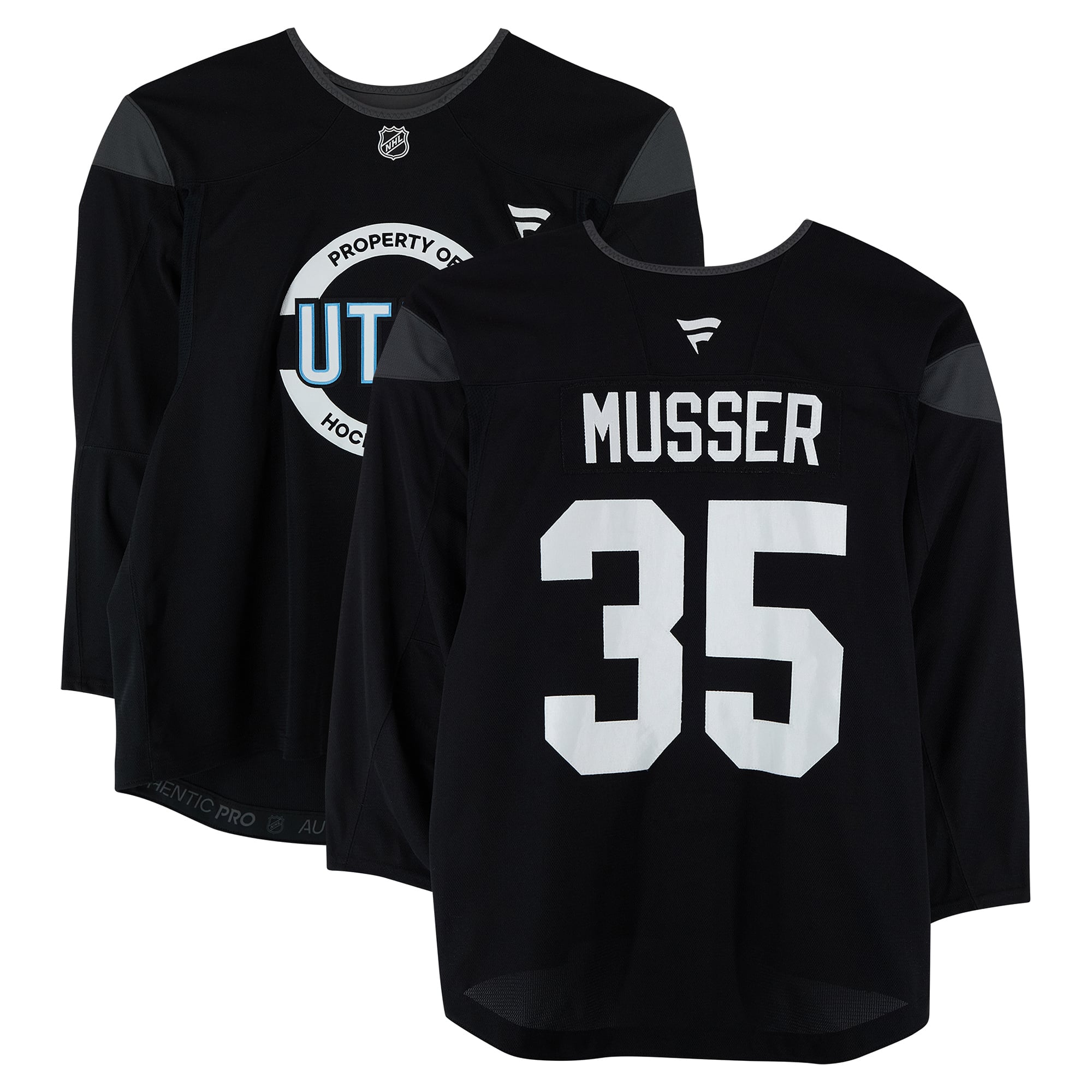 Carsen Musser Utah Mammoth Practice-Used #35 Black Jersey from the 2024-25 NHL Season