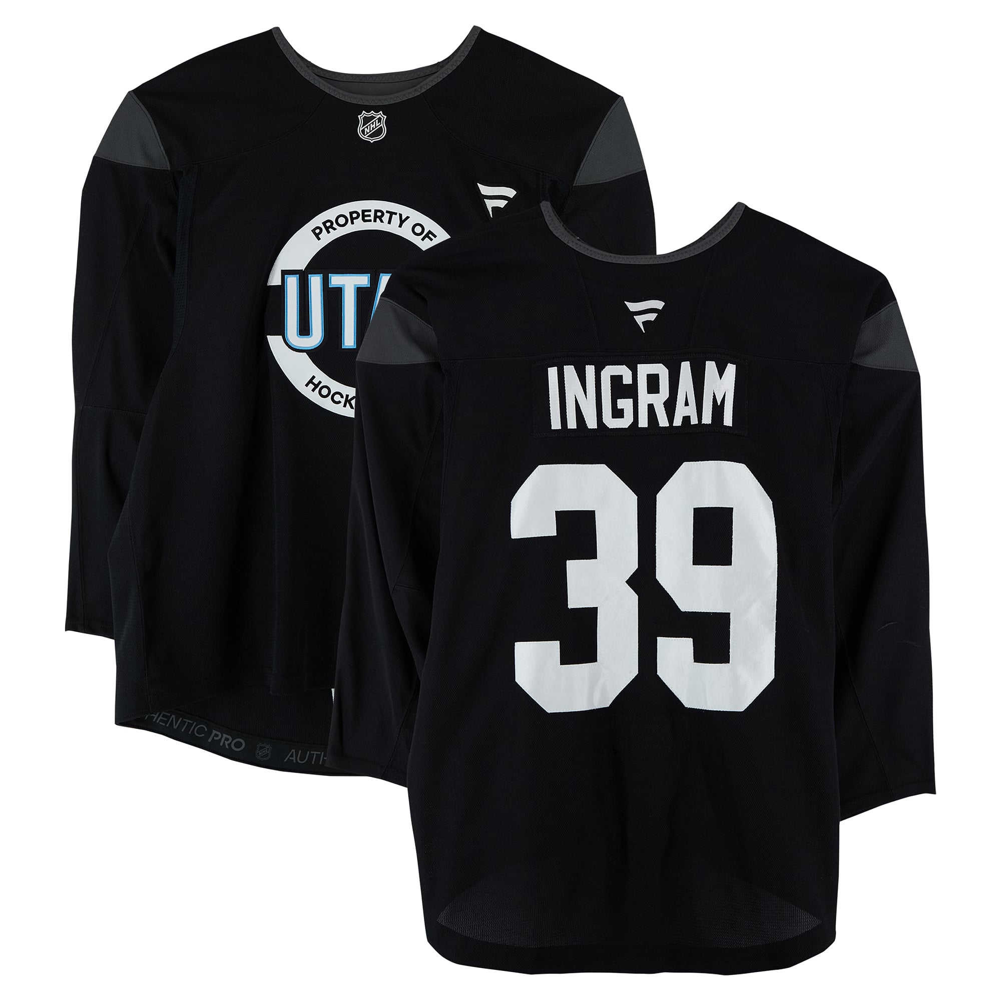 Connor Ingram Utah Mammoth Practice-Used #39 Black Jersey from the 2024-25 NHL Season