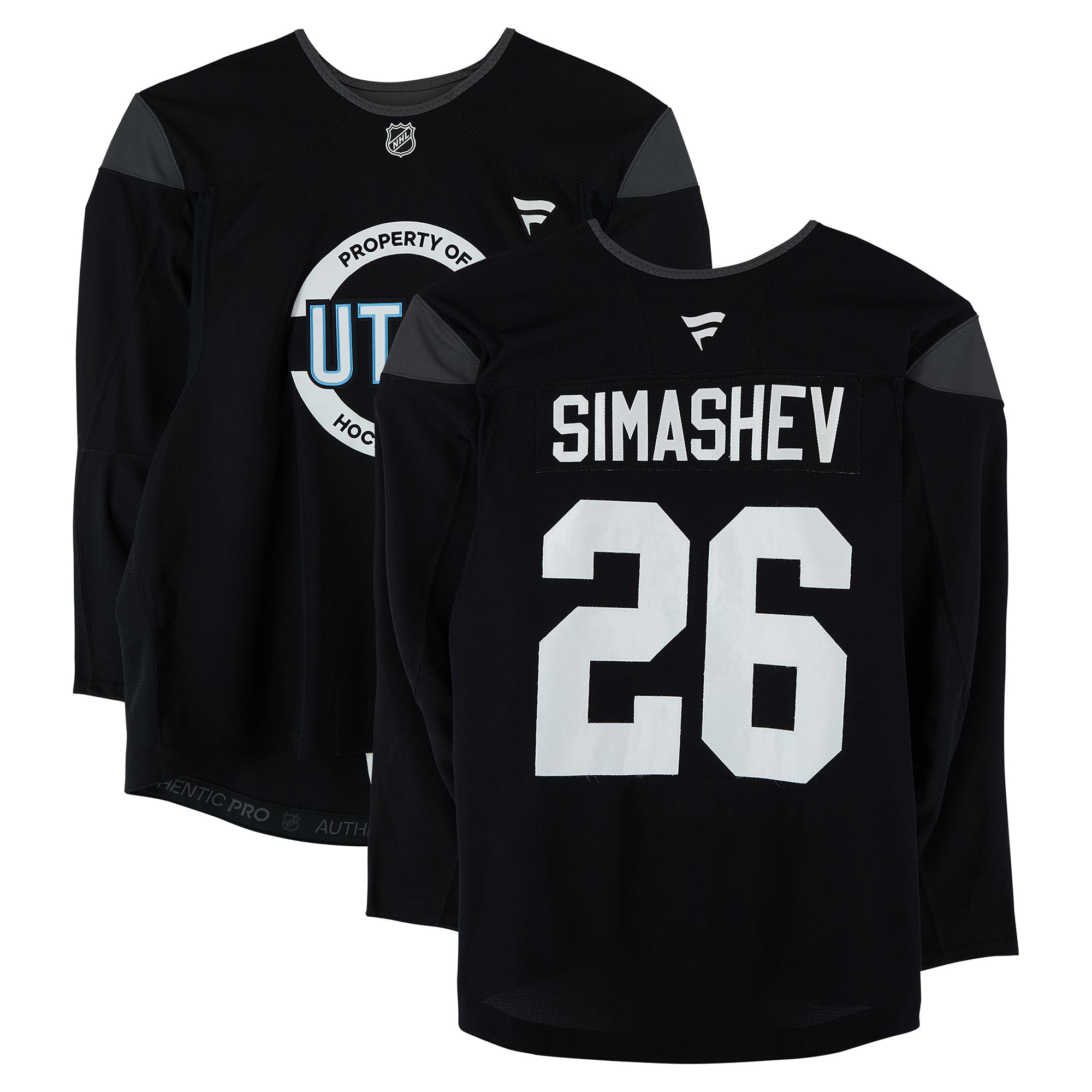 Maillot noir n° 26 porté à l'entraînement par Dmitry Simashev (Utah Mammoth) lors de la saison 2024-2025 de la LNH