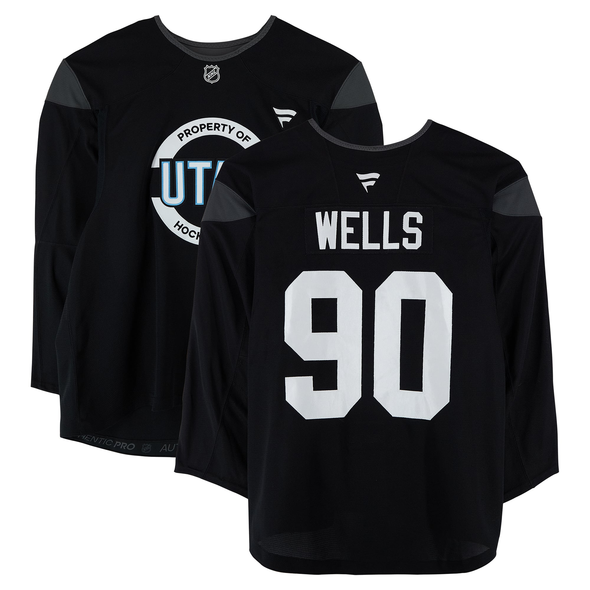 Maillot noir n° 90 porté à l'entraînement par Dylan Wells (Utah Mammoth) lors de la saison 2024-2025 de la LNH