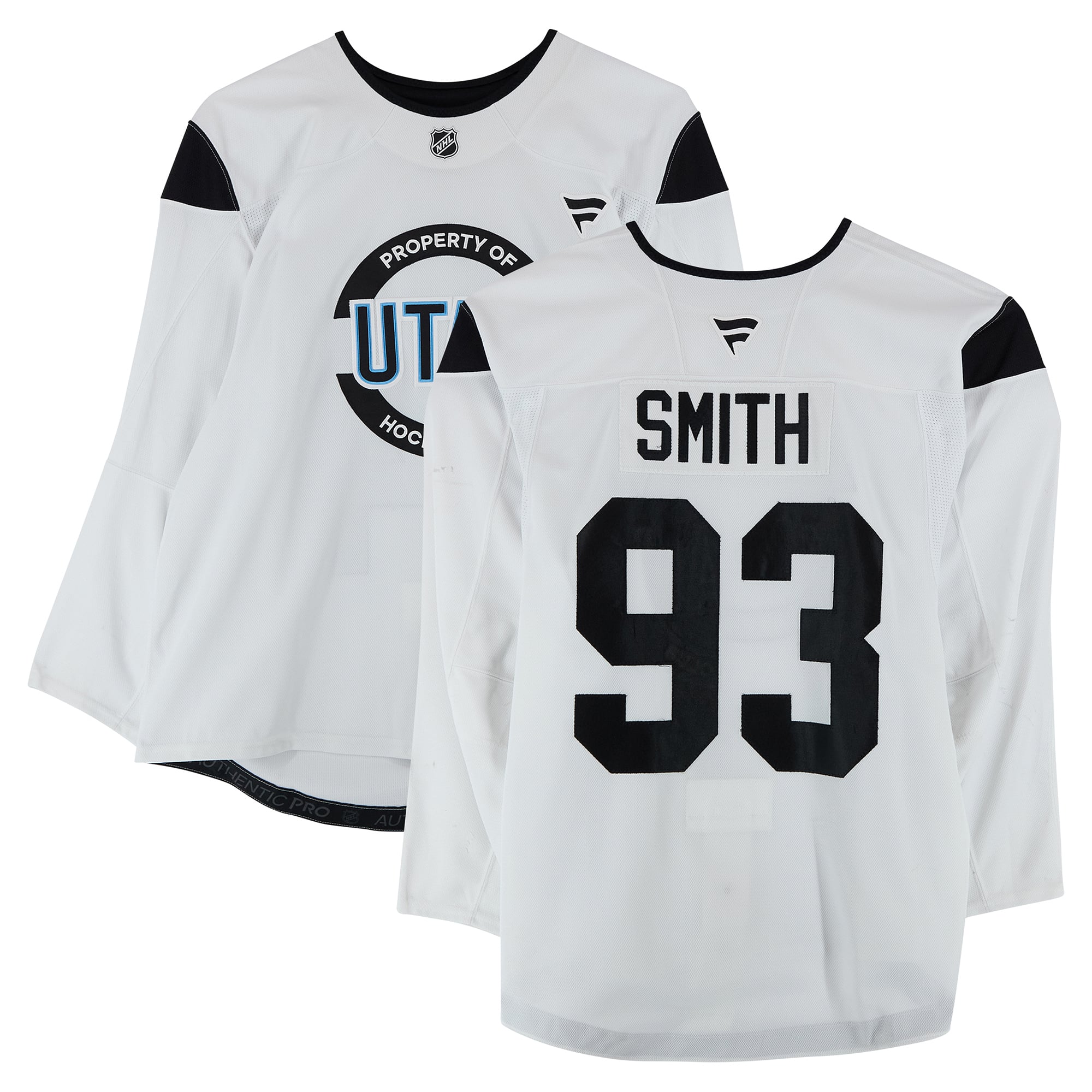 Gabe Smith Utah Mammoth Practice-Used #93 White Jersey from the 2024-25 NHL Season