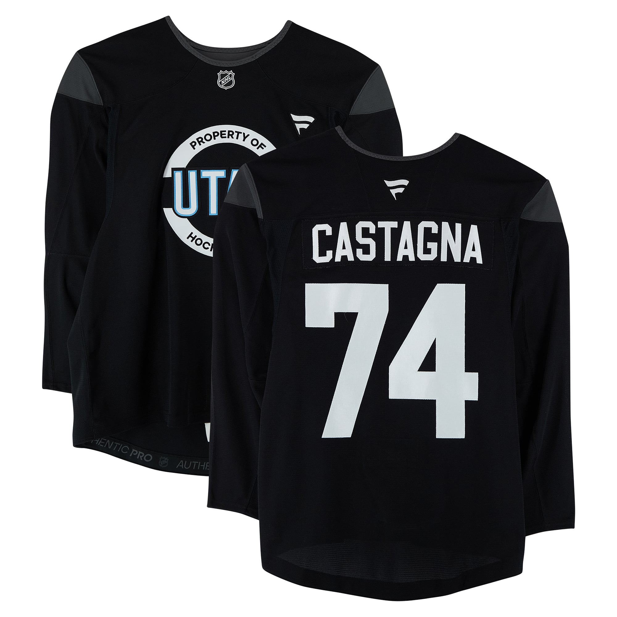 Jonathan Castagna Utah Mammoth Practice-Used #74 Black Jersey from the 2024-25 NHL Season