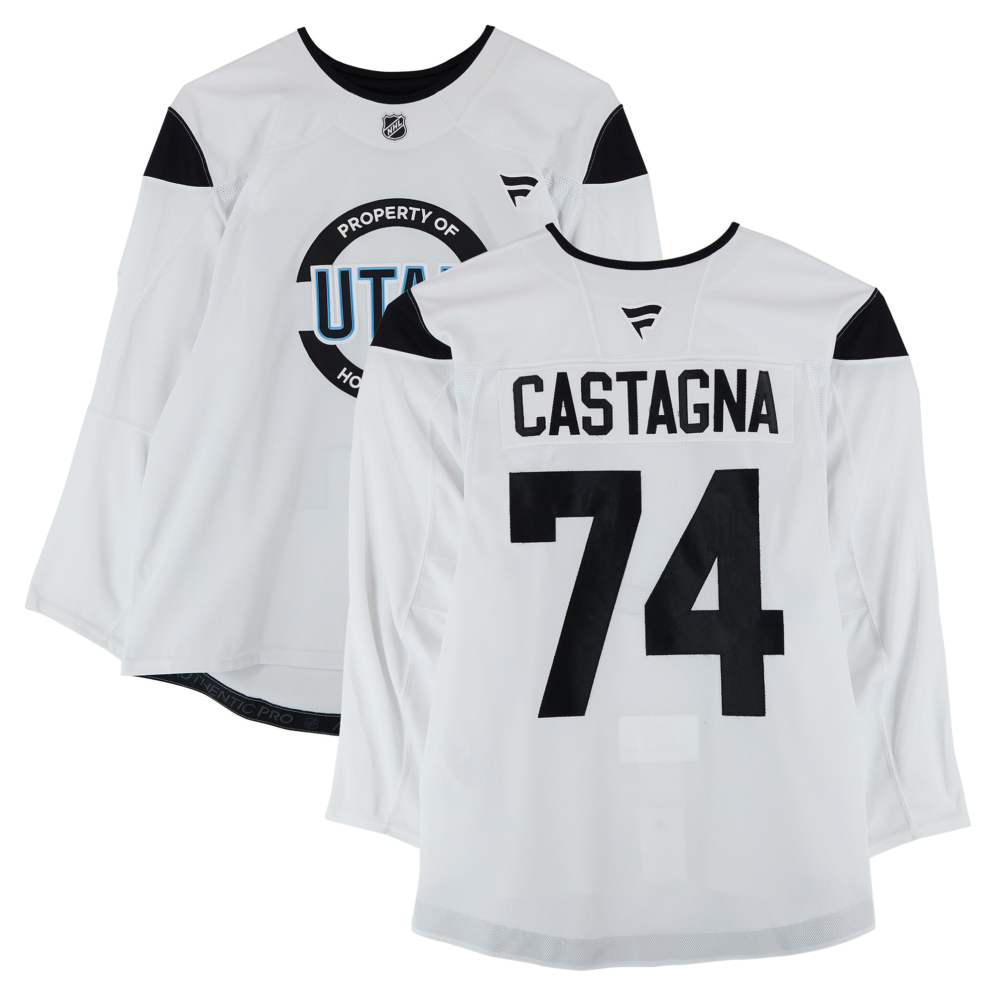 Jonathan Castagna Utah Mammoth Practice-Used #74 White Jersey from the 2024-25 NHL Season