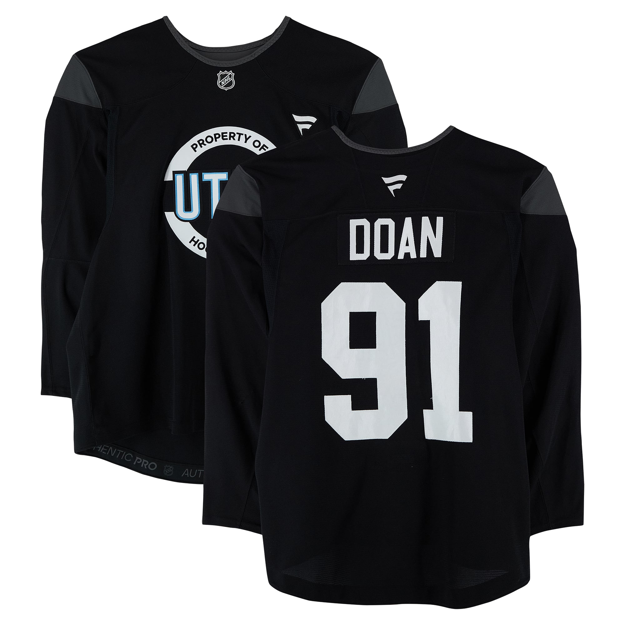 Josh Doan Utah Mammoth Practice-Used #91 Black Jersey from the 2024-25 NHL Season