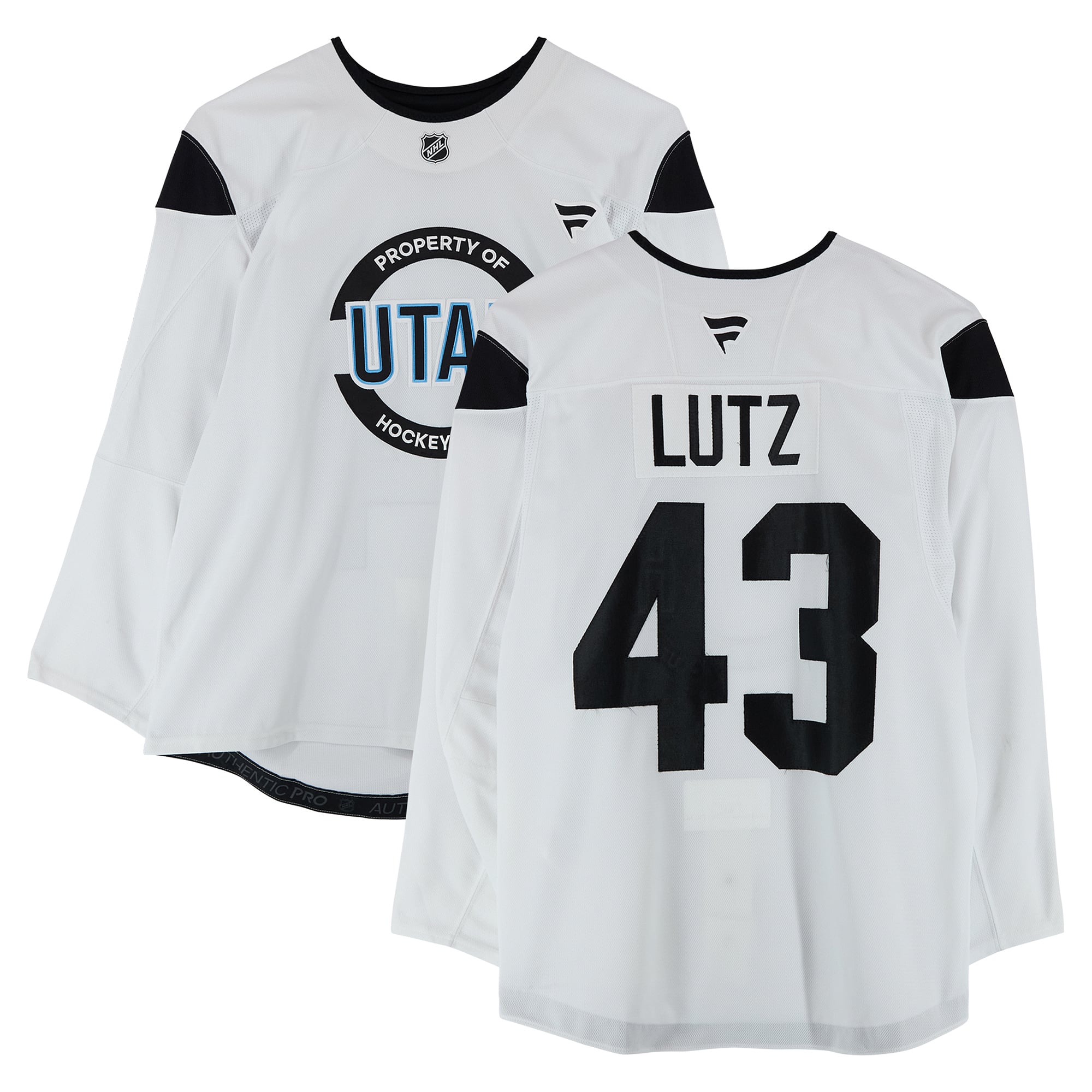 Julian Lutz Utah Hockey Club Practice-Used #43 White Jersey from the 2024-25 NHL Season