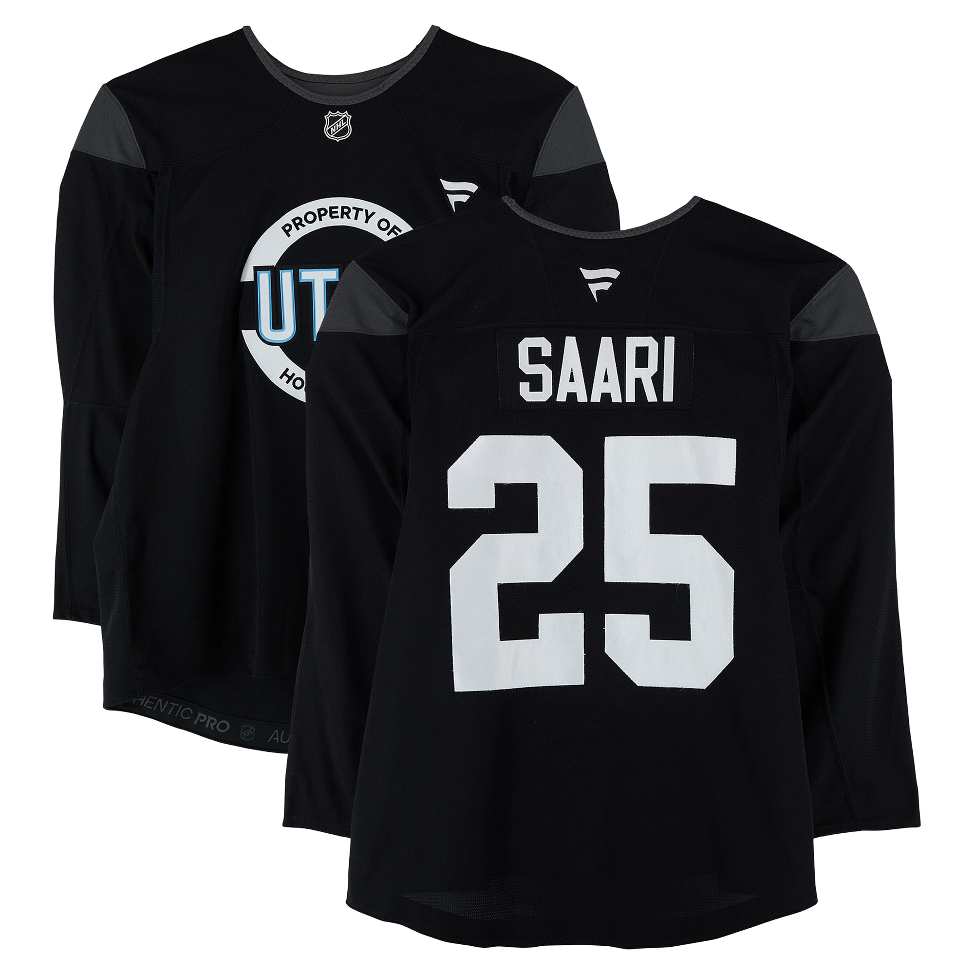 Julius Saari Utah Mammoth Practice-Used #25 Black Jersey from the 2024-25 NHL Season