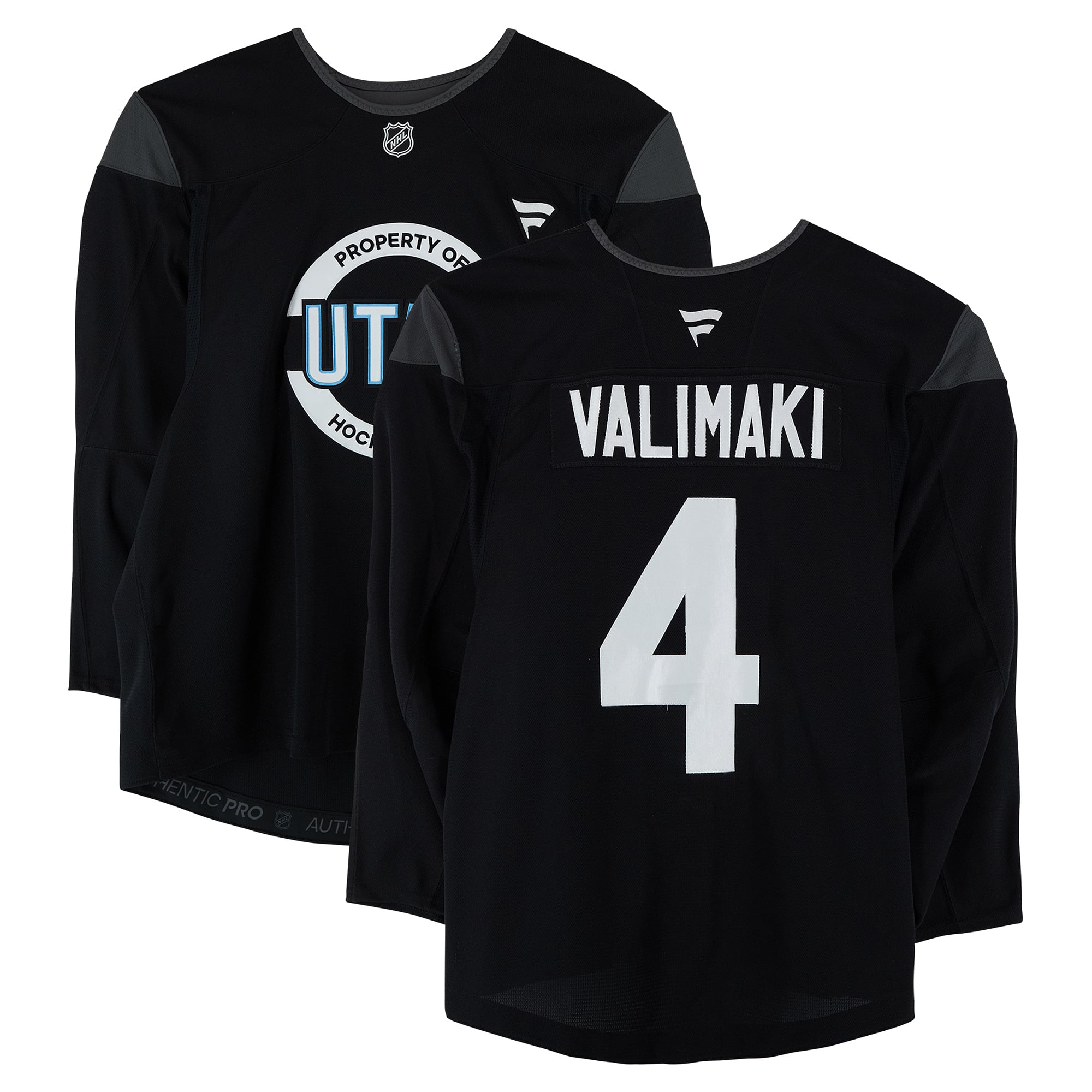 Juuso Valimaki Utah Mammoth Practice-Used #4 Black Jersey from the 2024-25 NHL Season