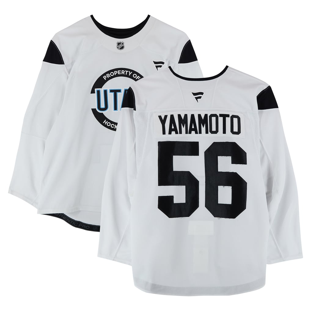 Kailer Yamamoto Utah Hockey Club Fanatics Authentic Practice-Used #56 White Authentic Pro Jersey from the 2024-25 NHL Season