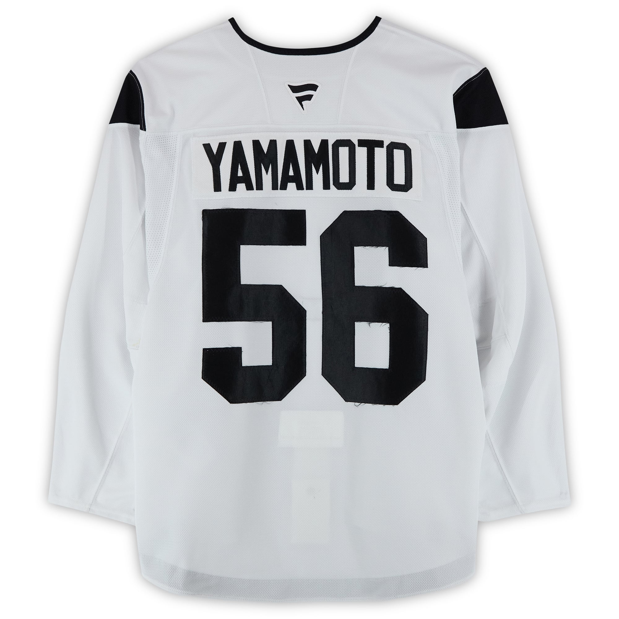 Maillot authentique blanc professionnel porté à l'entraînement par Kailer Yamamoto, numéro 56, du Utah Hockey Club, saison 2024-2025 de la LNH.