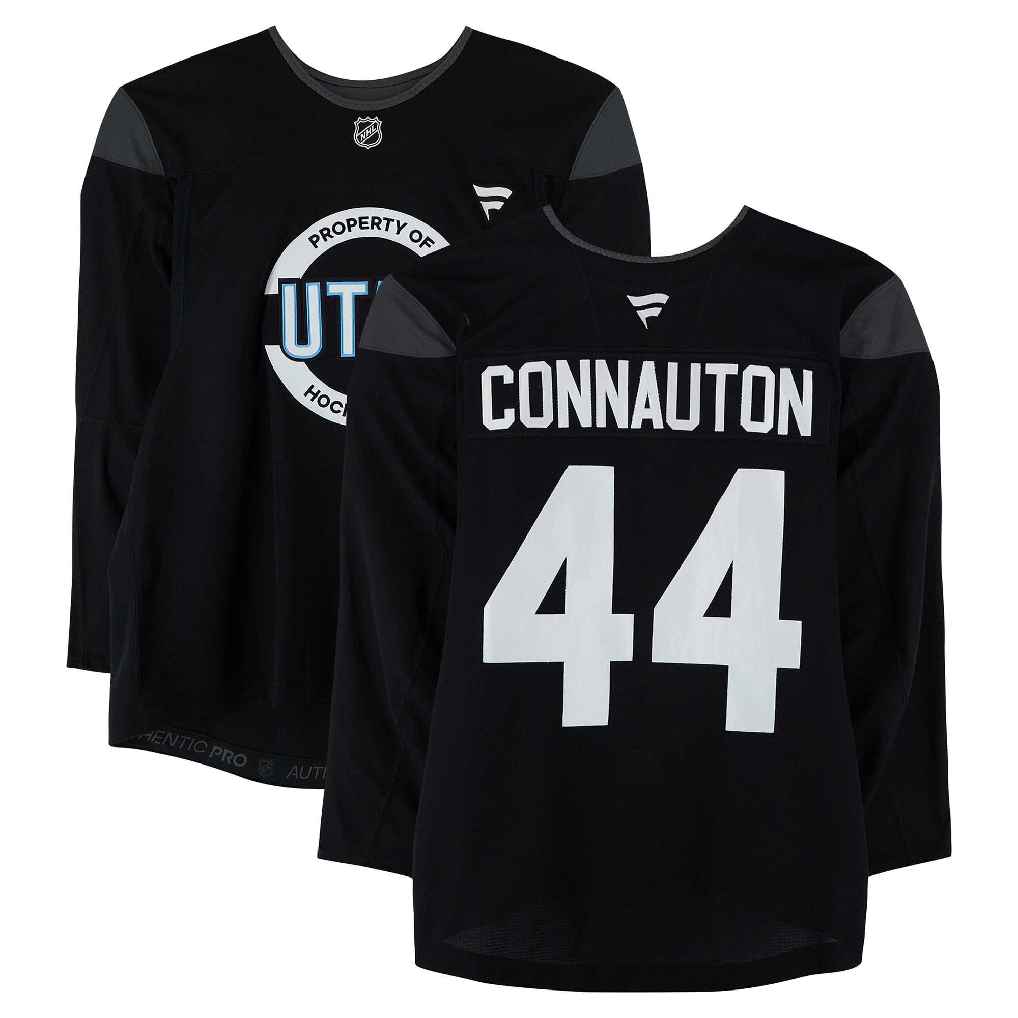 Kevin Connauton Utah Mammoth Practice-Used #44 Black Jersey from the 2024-25 NHL Season