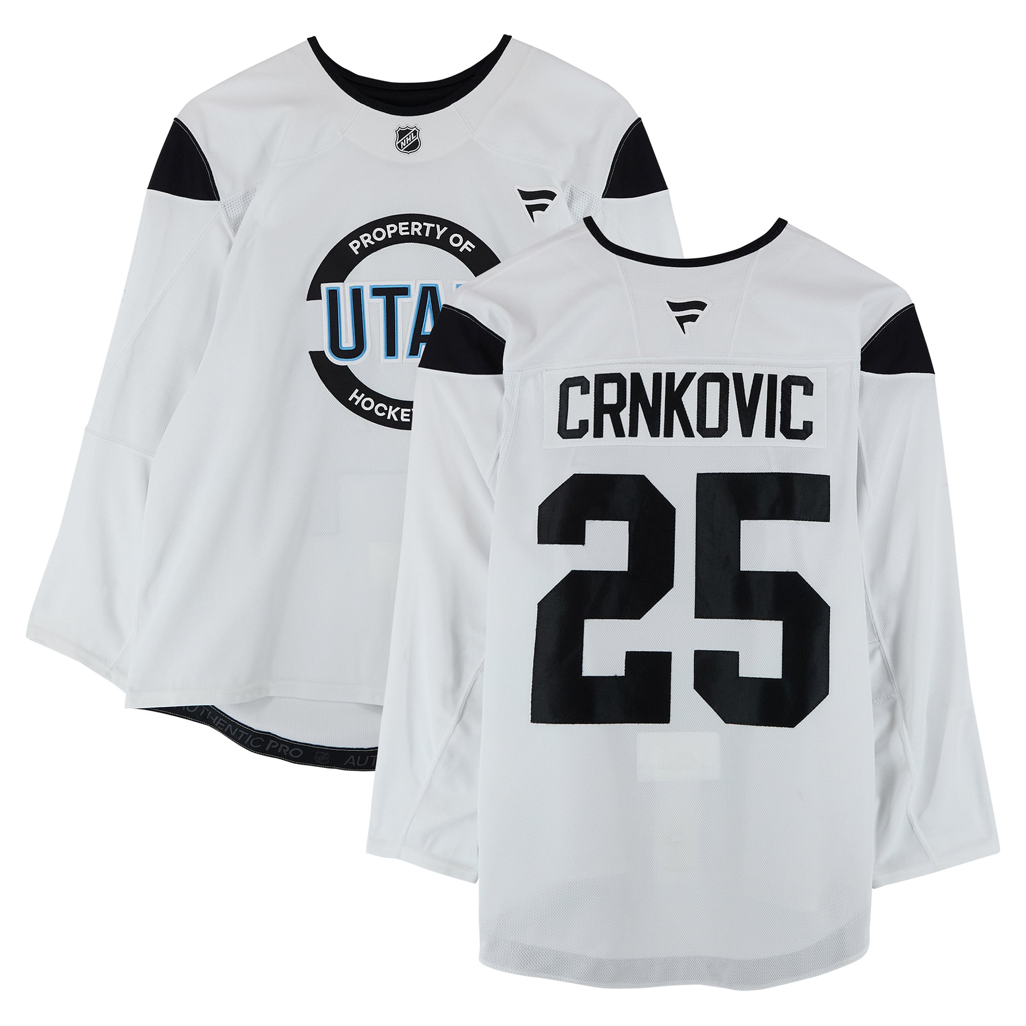 Kyle Crnkovic Utah Mammoth Practice-Used #25 White Jersey from the 2024-25 NHL Season