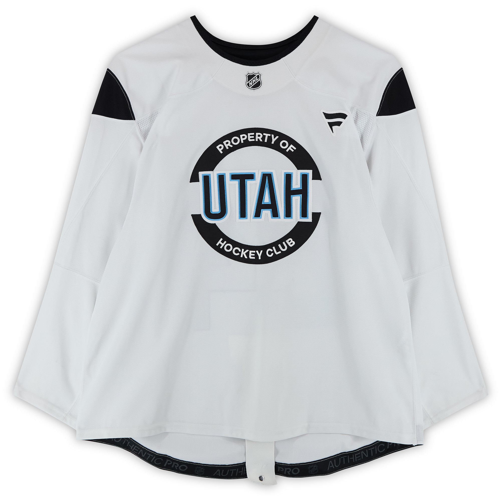 Maillot authentique blanc professionnel porté à l'entraînement par Liam O'Brien, numéro 38, du Utah Hockey Club, saison 2024-2025 de la LNH