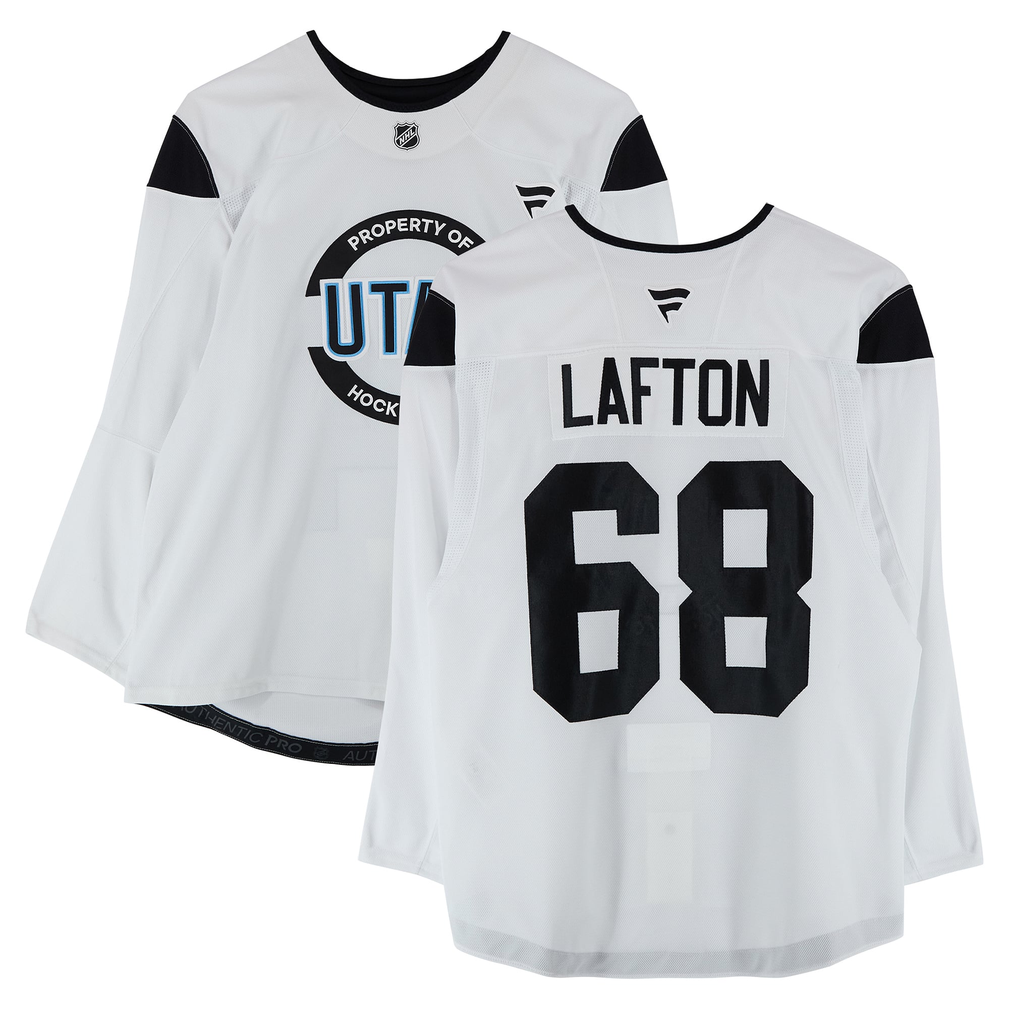 Ludvig Lafton Utah Hockey Club Practice-Used #68 White Jersey from the 2024-25 NHL Season