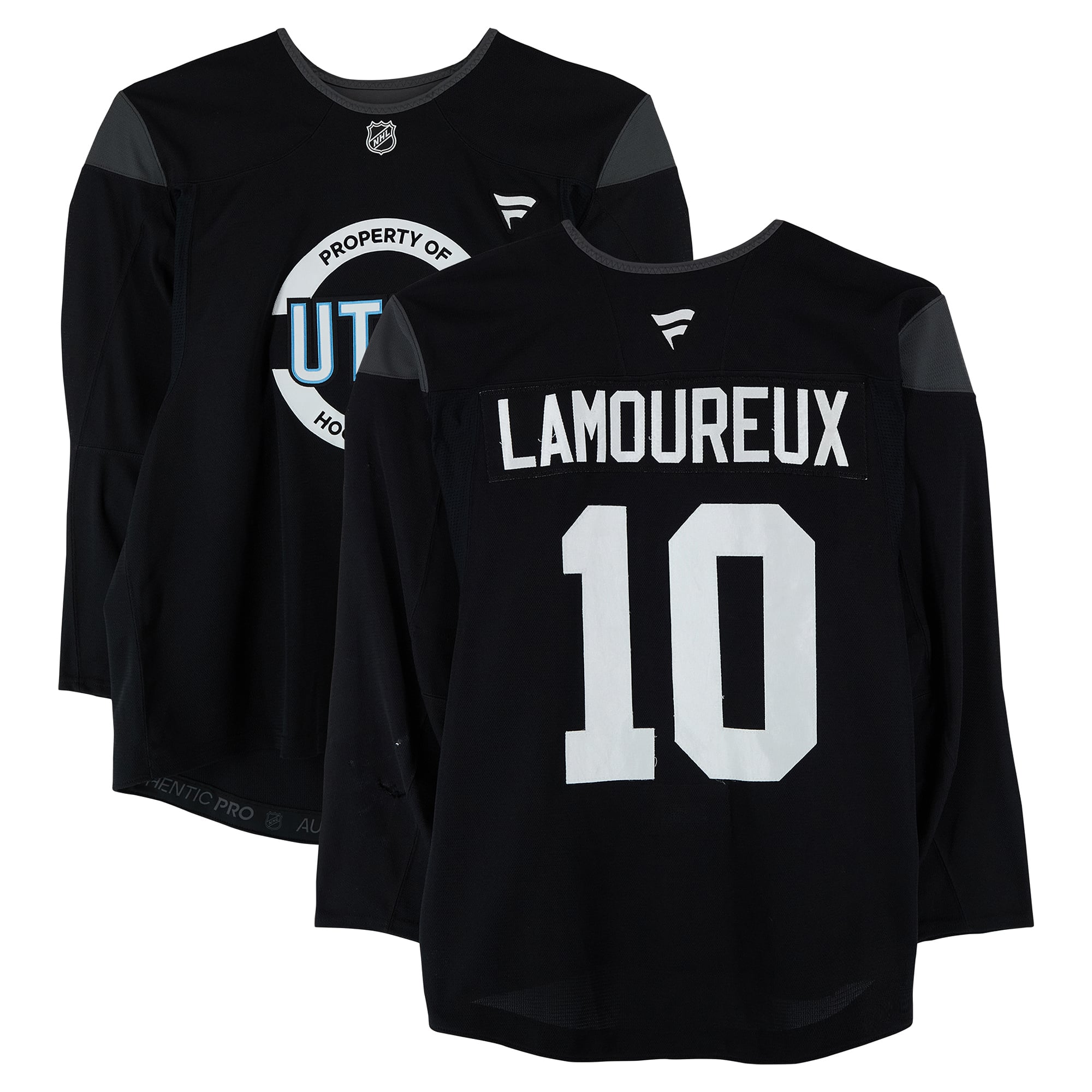 Maveric Lamoureux Utah Mammoth Practice-Used #10 Black Jersey from the 2024-25 NHL Season