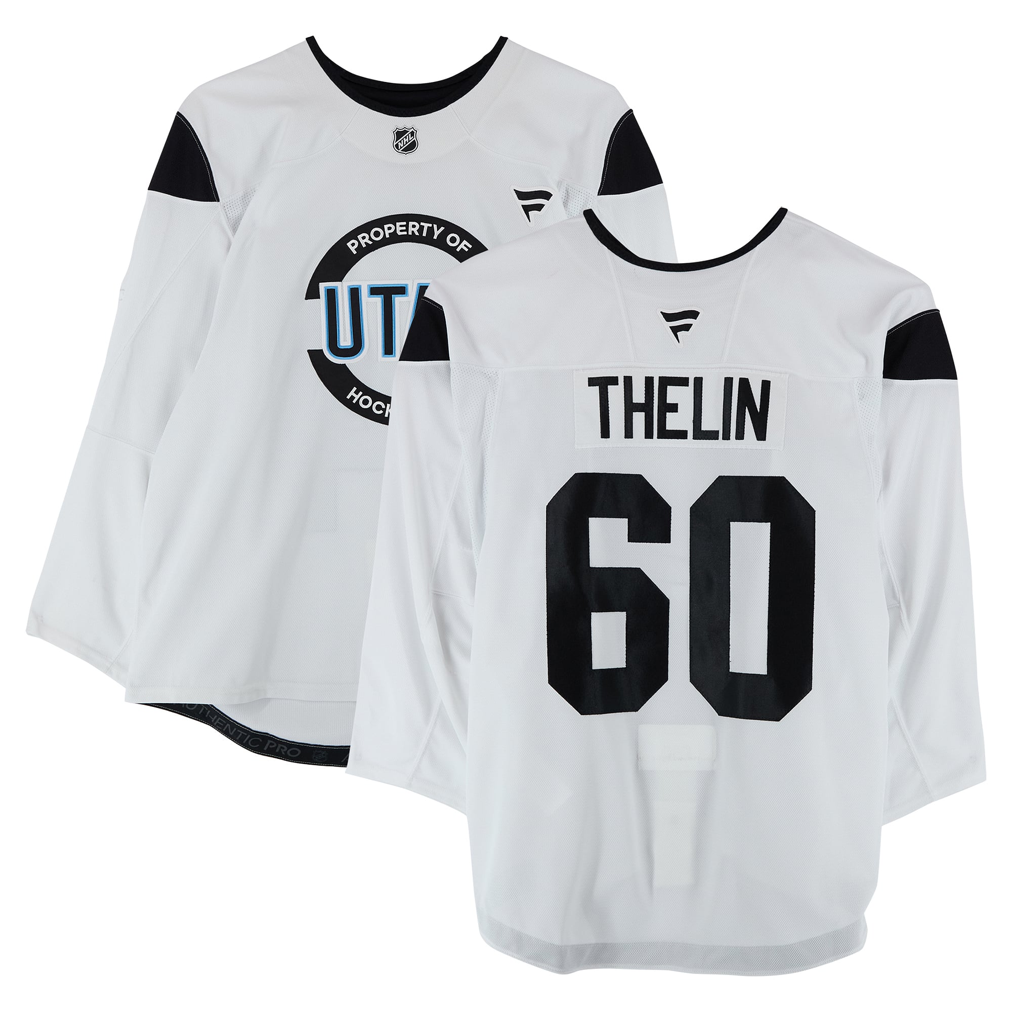Melker Thelin Utah Hockey Club Practice-Used #60 White Jersey from the 2024-25 NHL Season