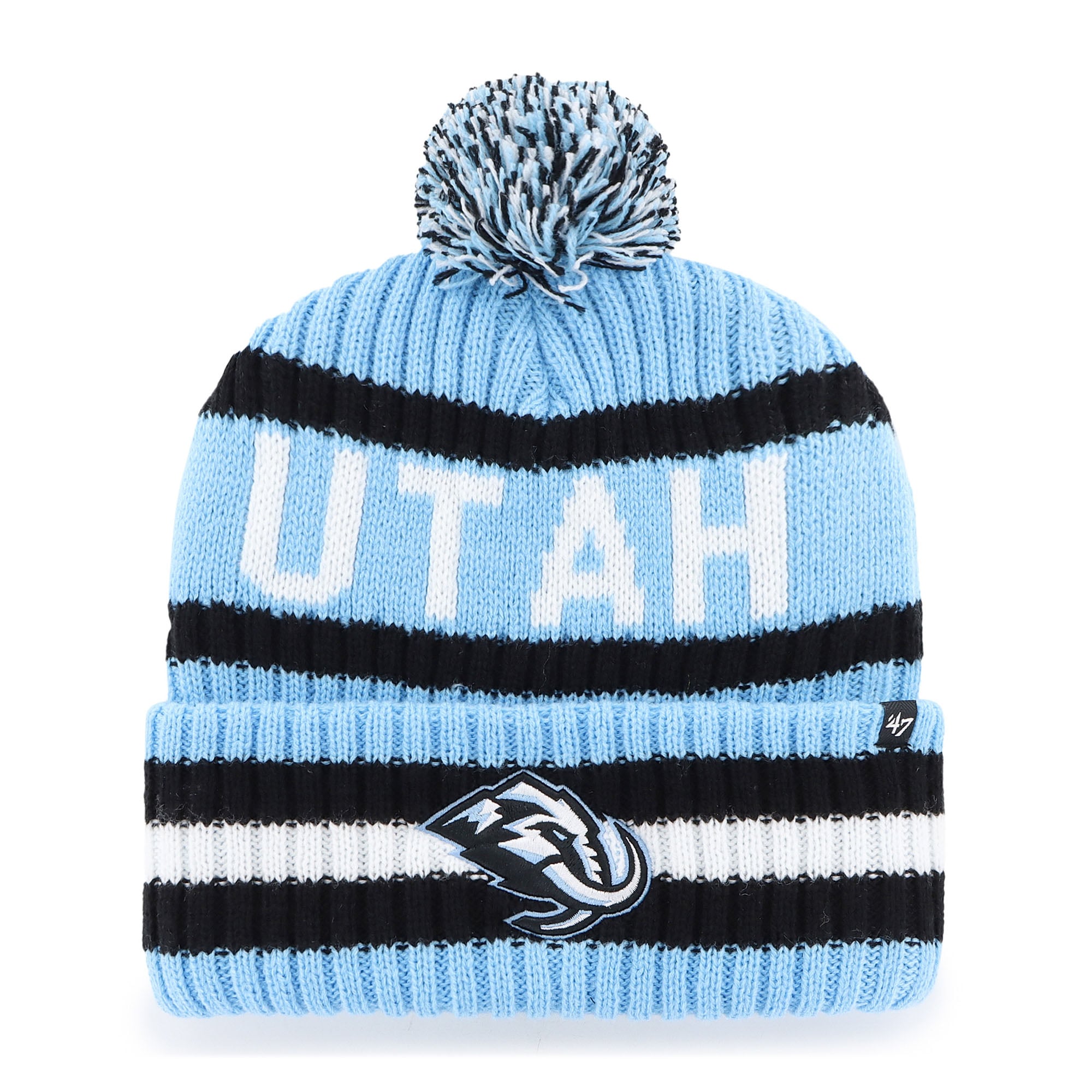 Bonnet en tricot à revers Bering bleu clair Utah Mammoth '47 pour homme avec pompon